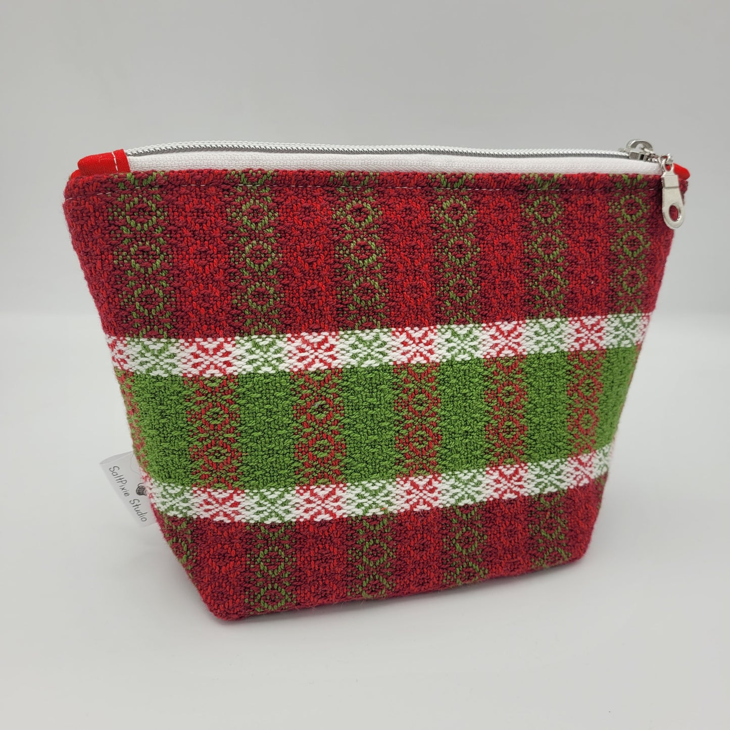 Zipper Pouch | Cecily Bag | Handwoven Holiday Stripes | Medium