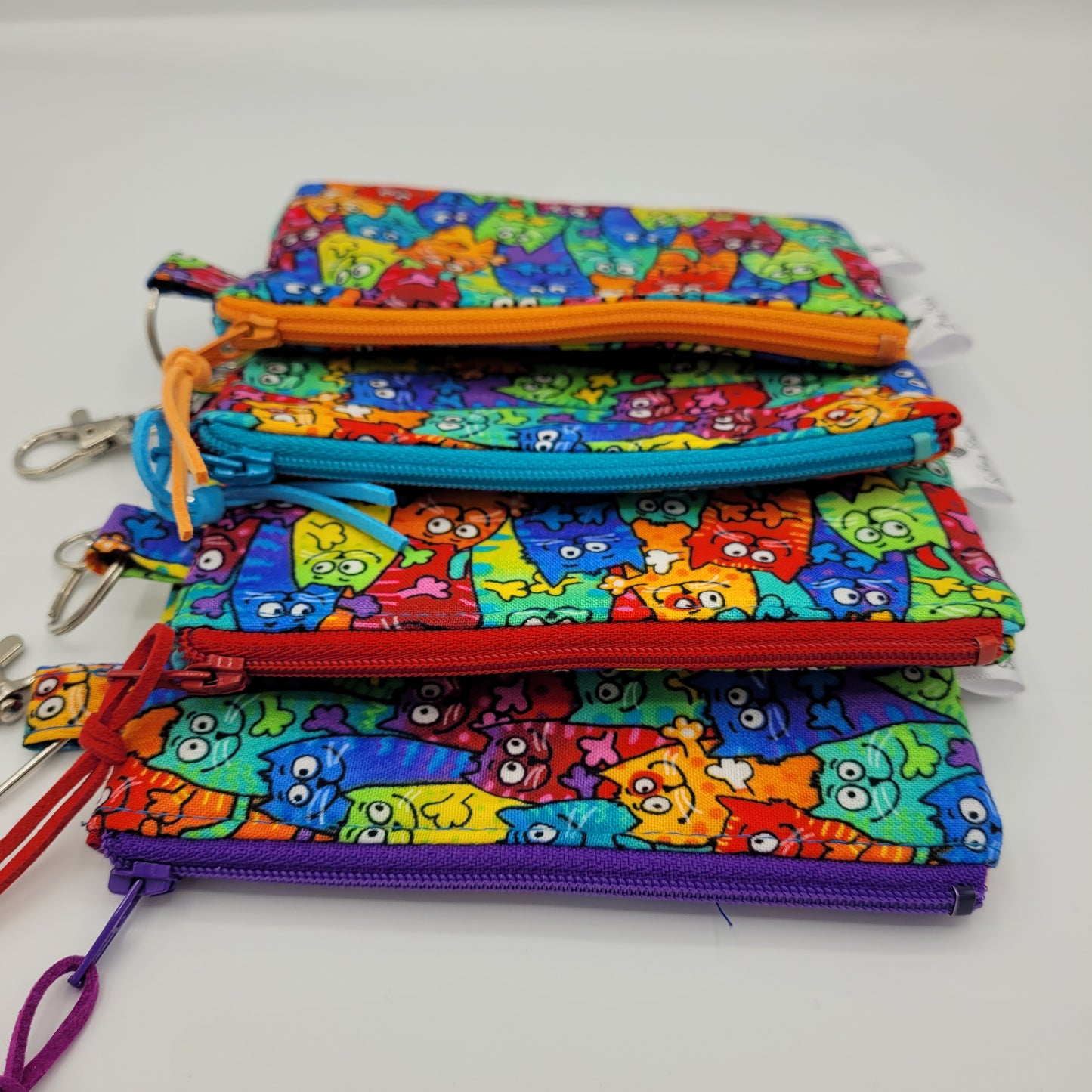 Mini Zipper Pouch | Quilter's Cotton | Cartoon Rainbow Cats