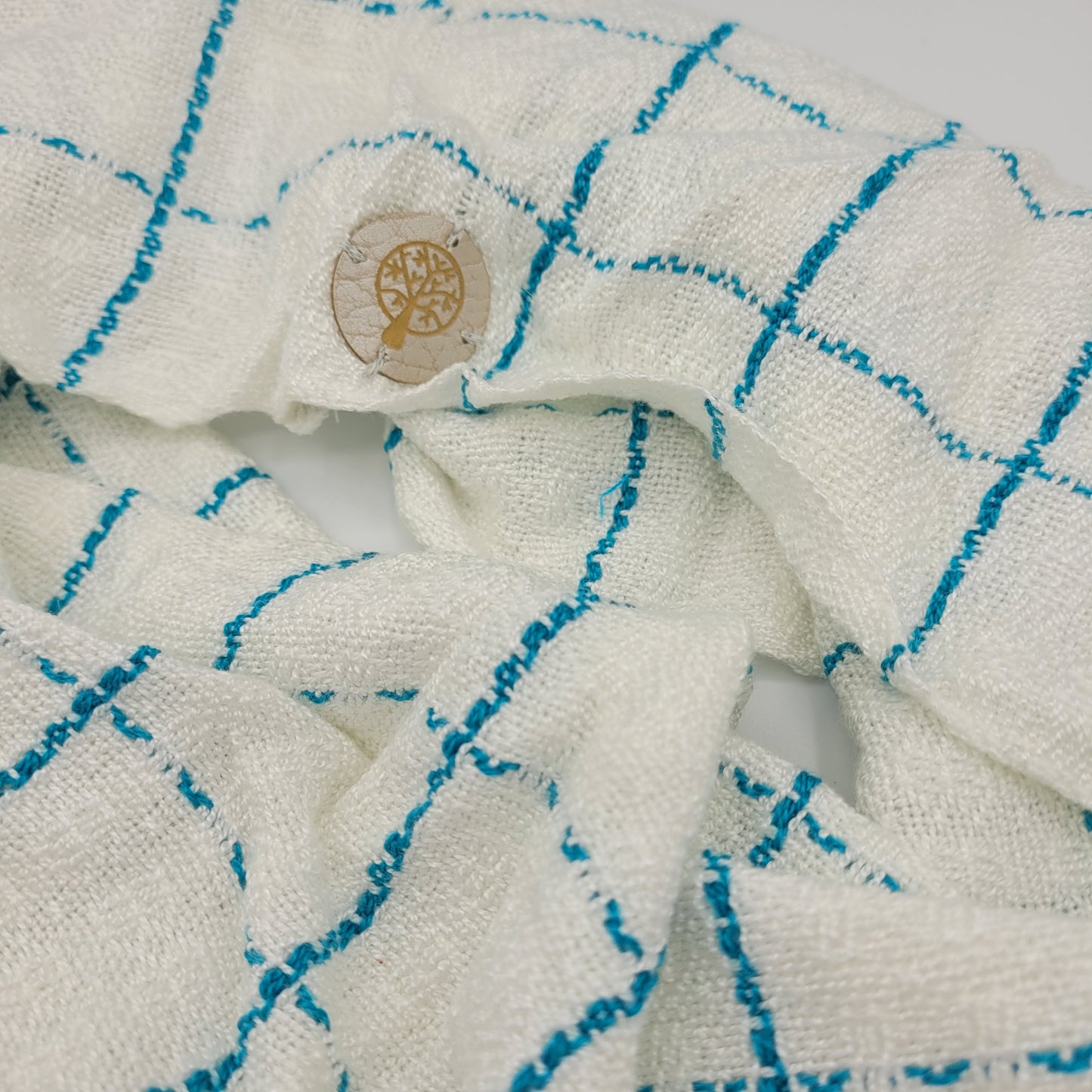Cowl | Blue Lined Stripes & Boxes | Rayon & Tencel Blend | Twisted Mobius Cowl