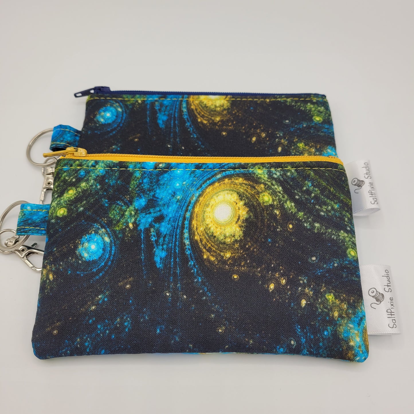 Mini Zipper Pouch | Quilter's Cotton | Blue/Yellow Nebula Print