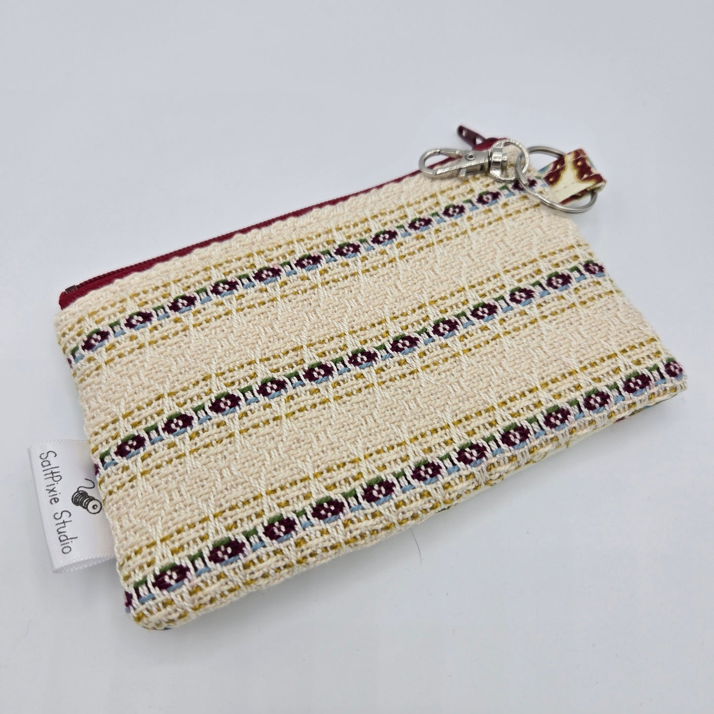 Mini Zipper Pouch | Handwoven + Cotton | Gold Lined Butterflies