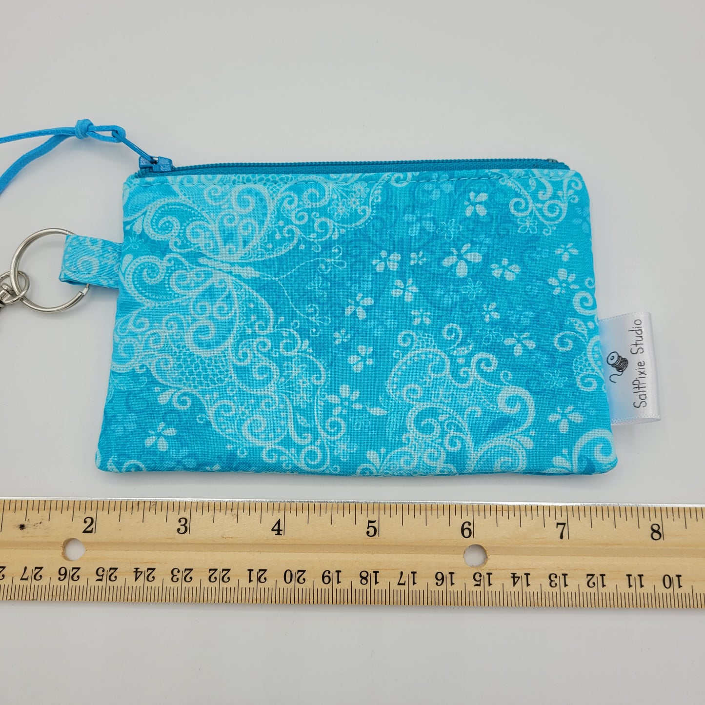 Mini Zipper Pouch | Quilter's Cotton | Turquoise Butterflies