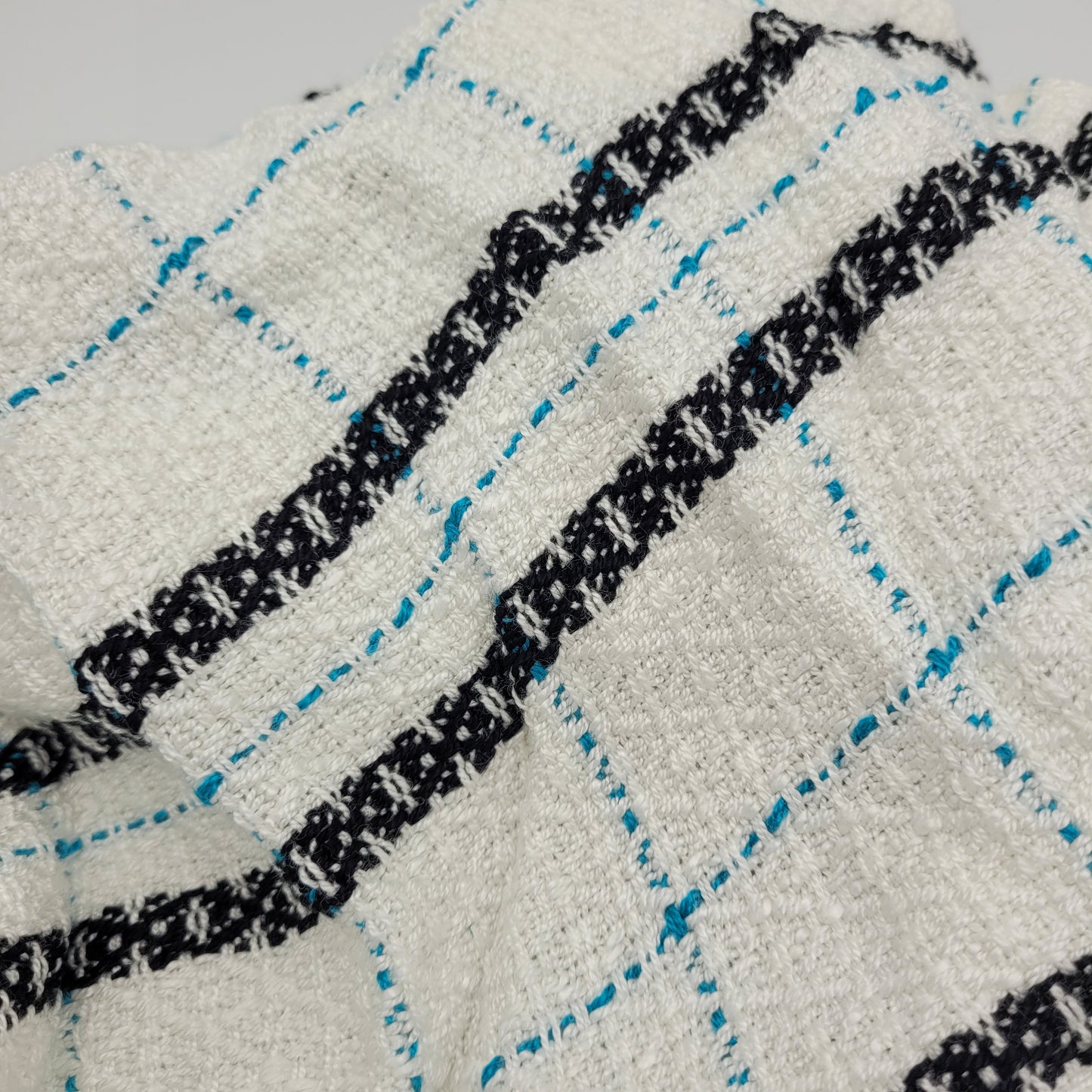 Cowl | Black & Blue Lined Stripes | Rayon & Tencel Blend | Twisted Mobius Cowl