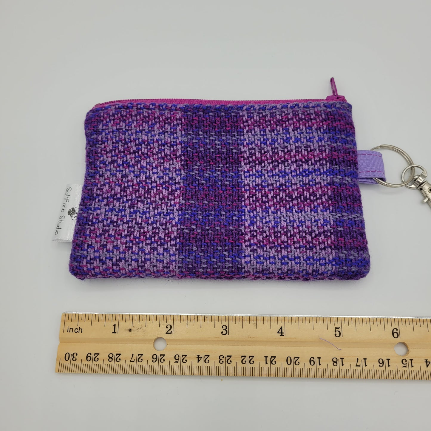 Mini Zipper Pouch | Handwoven Cotton & Tencel | Purple Gradient