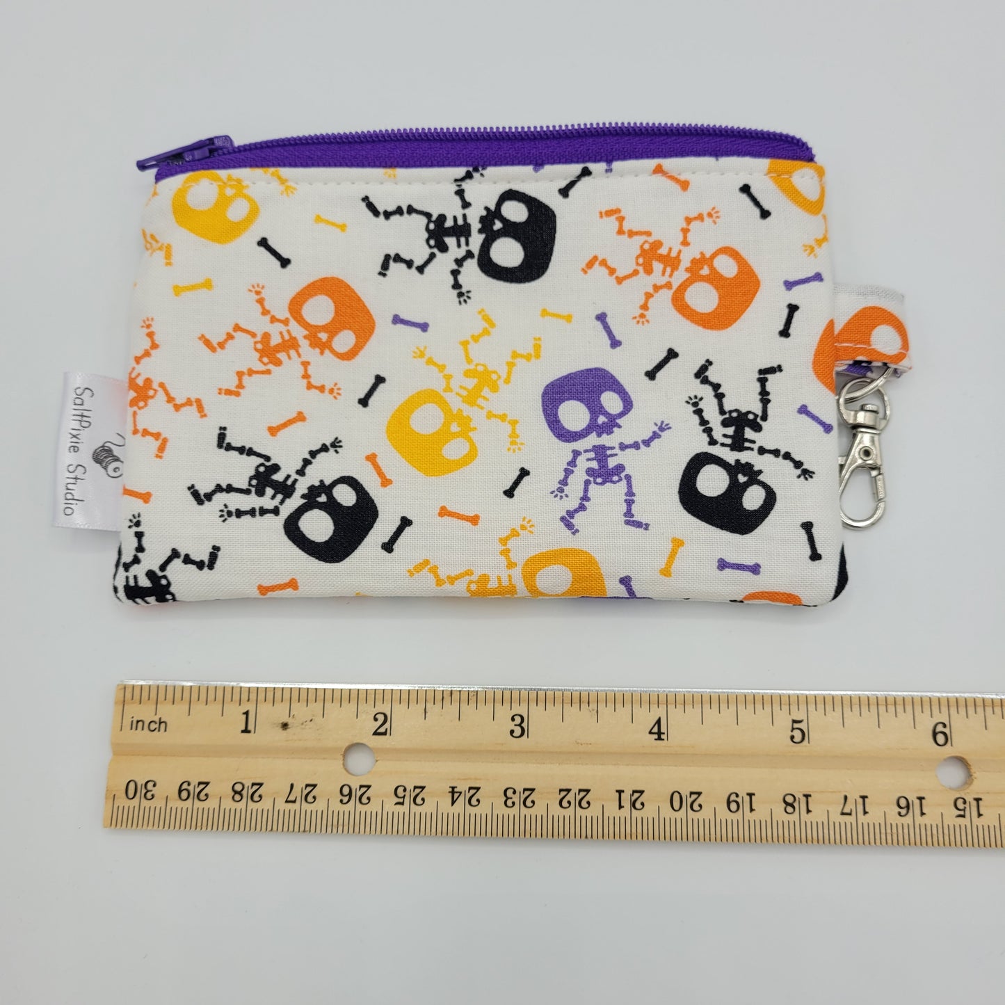 Mini Zipper Pouch | Quilter's Cotton | Dancing Skeletons