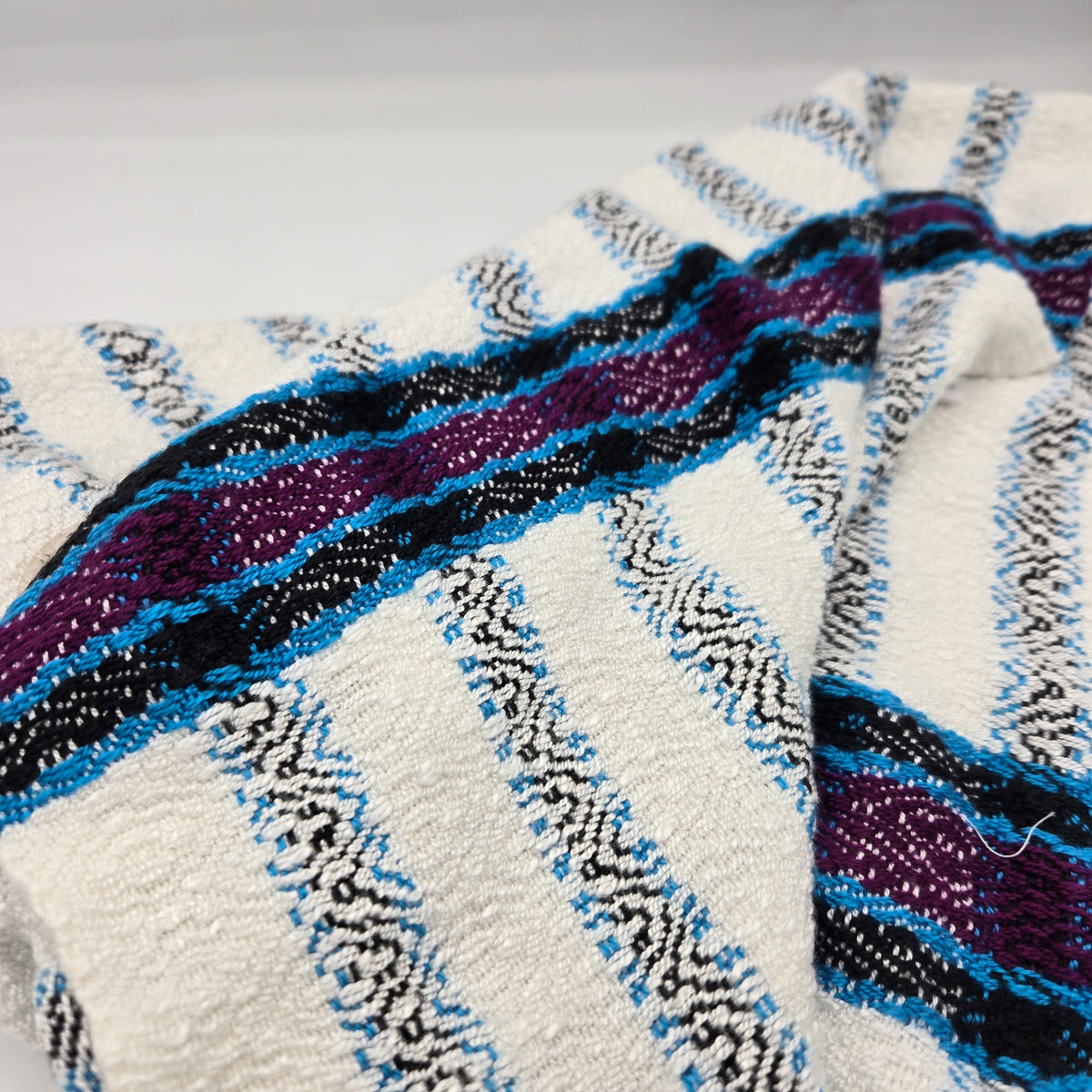 Cowl | Purple/Black/Teal Lined Stripes | Rayon & Tencel Blend | Twisted Mobius Cowl