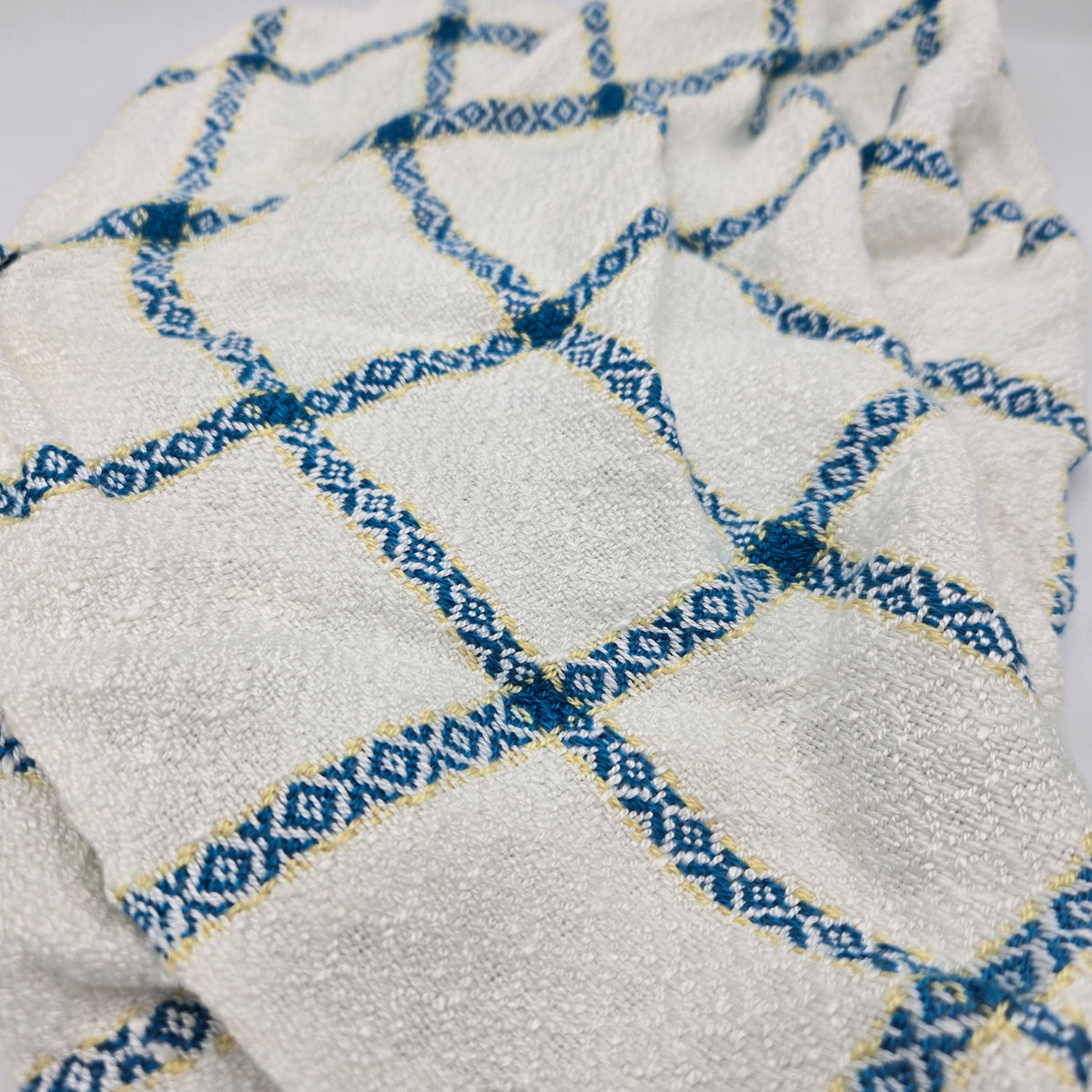 Cowl | Blue/Gold Squares | Rayon & Tencel Blend | Twisted Mobius Cowl