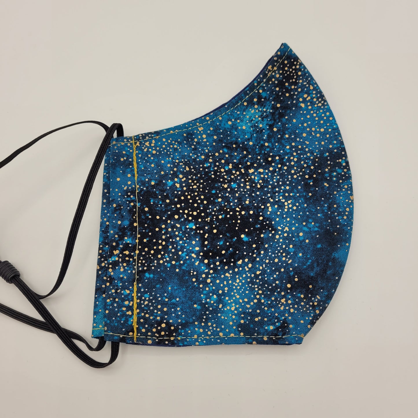 Cotton Face Mask w/ Filter Pocket | Adjustable Tie Ear Loops | Blue/Black Galaxy | Washable Mask