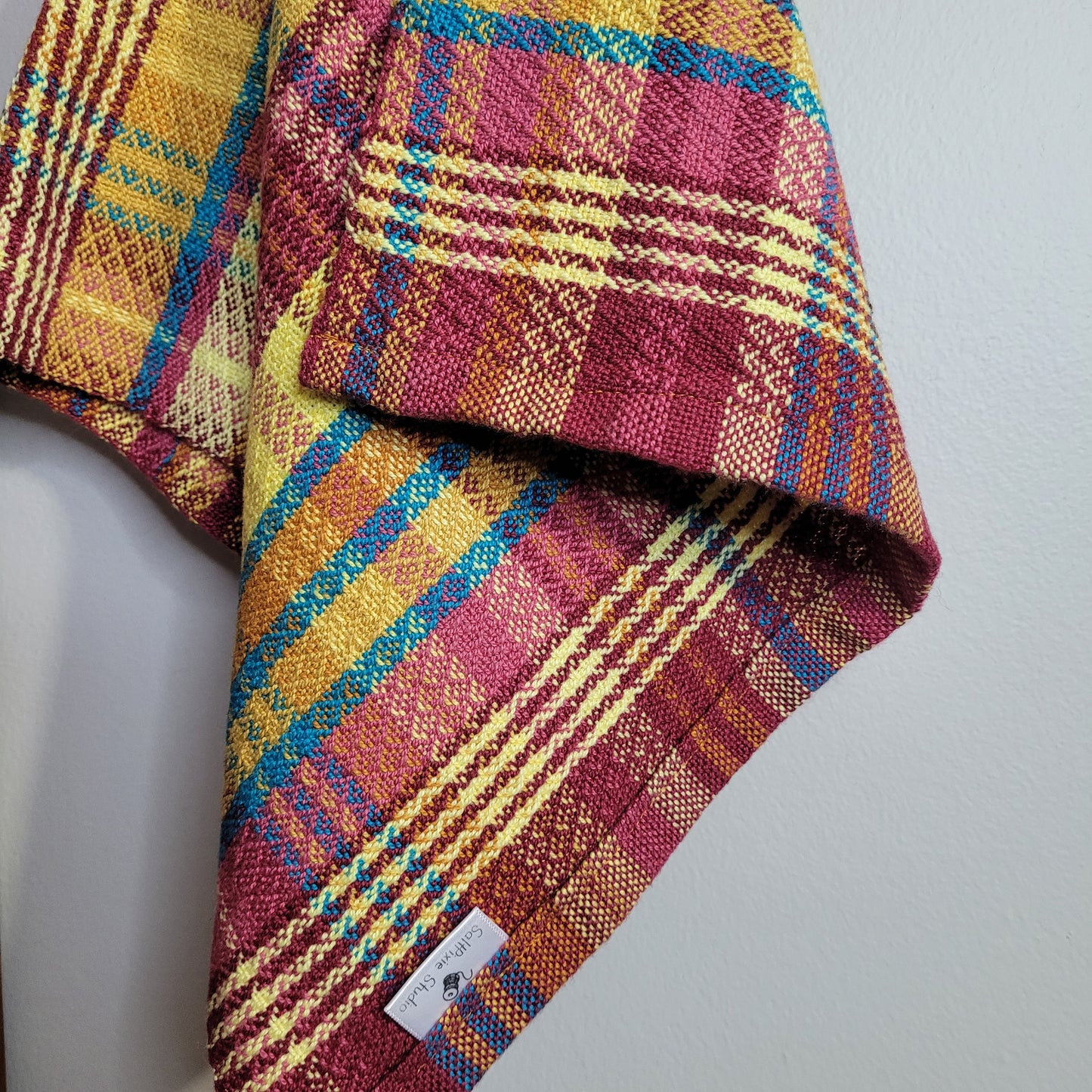 Dishtowel | Handwoven Kitchen Towel | 7 Color Stripes | Summer Sunset | Magenta