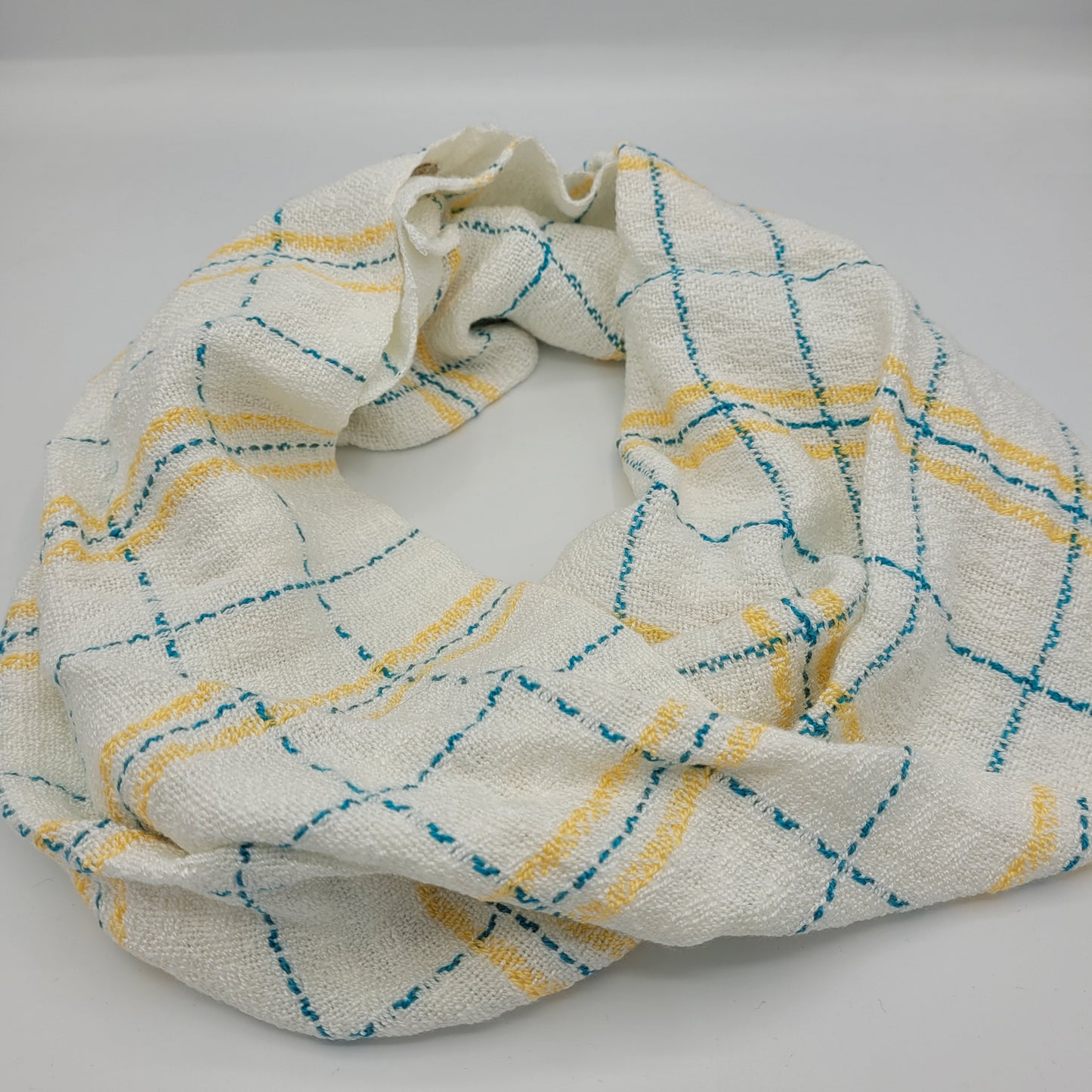 Cowl | Yellow/Blue Stripes | Rayon & Tencel Blend | Twisted Mobius Cowl