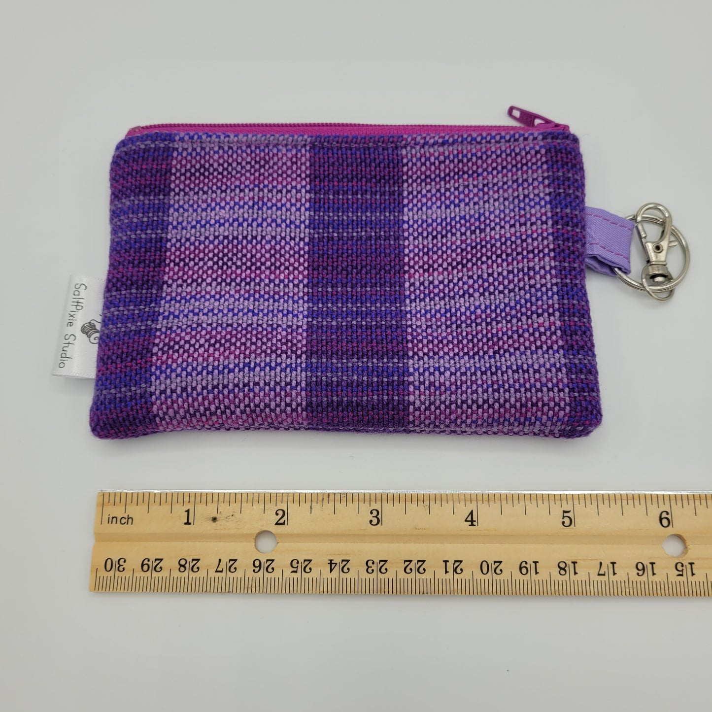 Mini Zipper Pouch | Handwoven Cotton & Tencel | Gradient Purples Plainweave