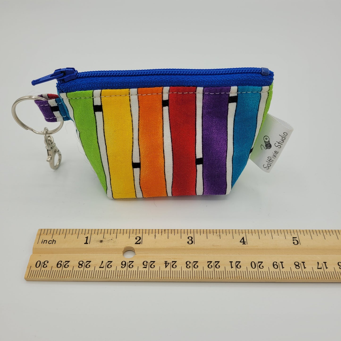 Super Tiny Mini Zip Clip Pouch | Cotton | Rainbow Stripes