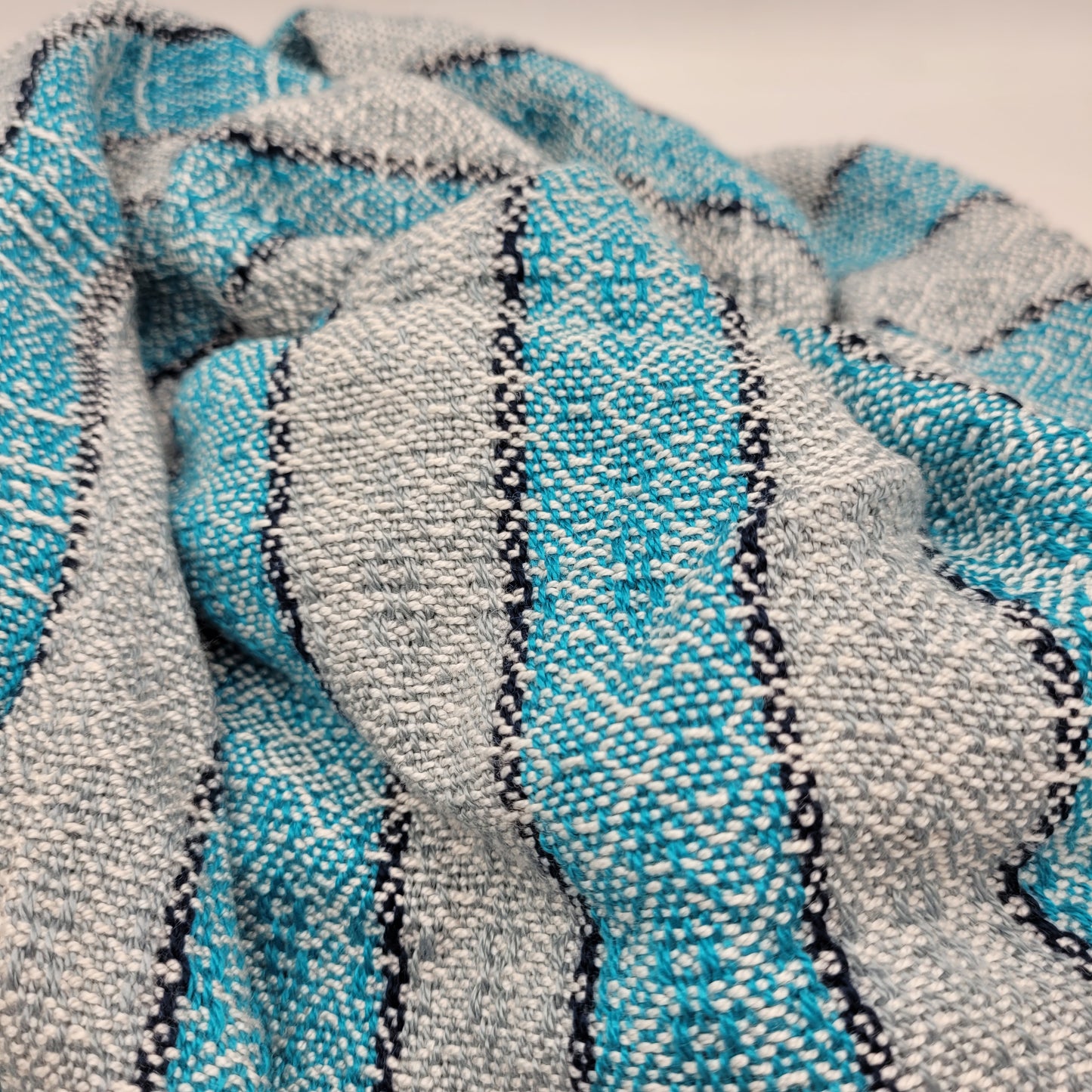 Cowl | Turqouise & Sky Blue Stripes | Rayon & Tencel Blend | Twisted Mobius Cowl