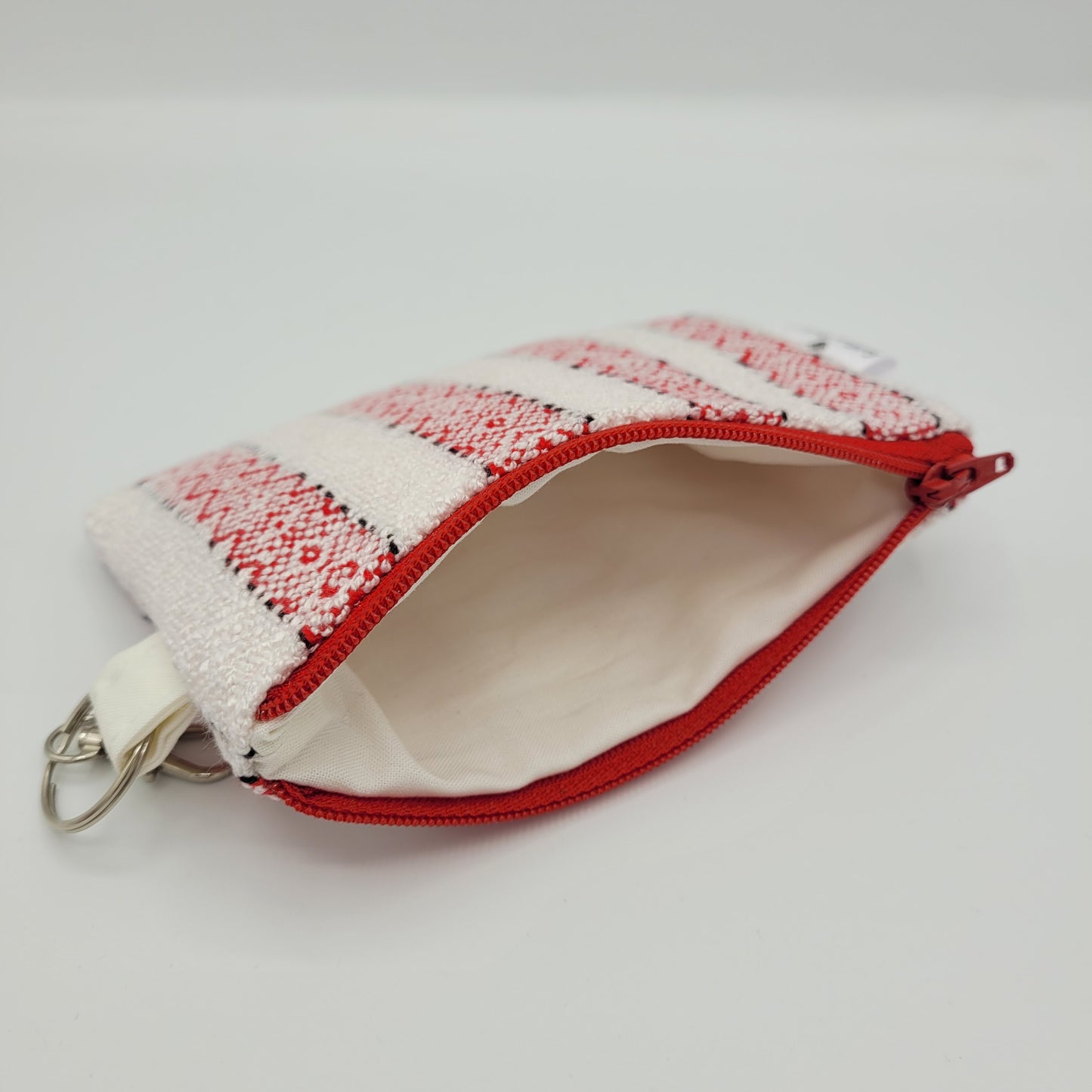 Mini Zipper Pouch | Handwoven Cotton | Candy Cane Stripes