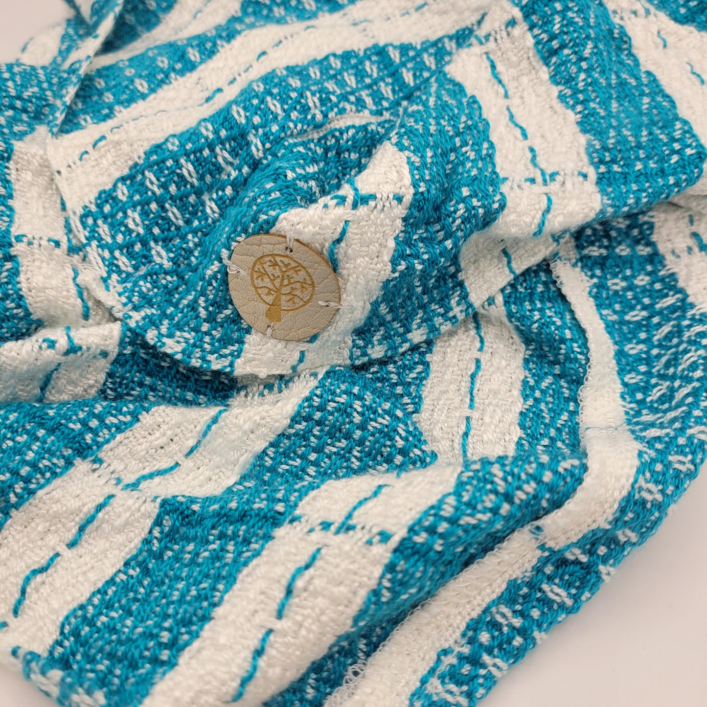Cowl | Thick Turqouise Stripes | Rayon & Tencel Blend | Twisted Mobius Cowl