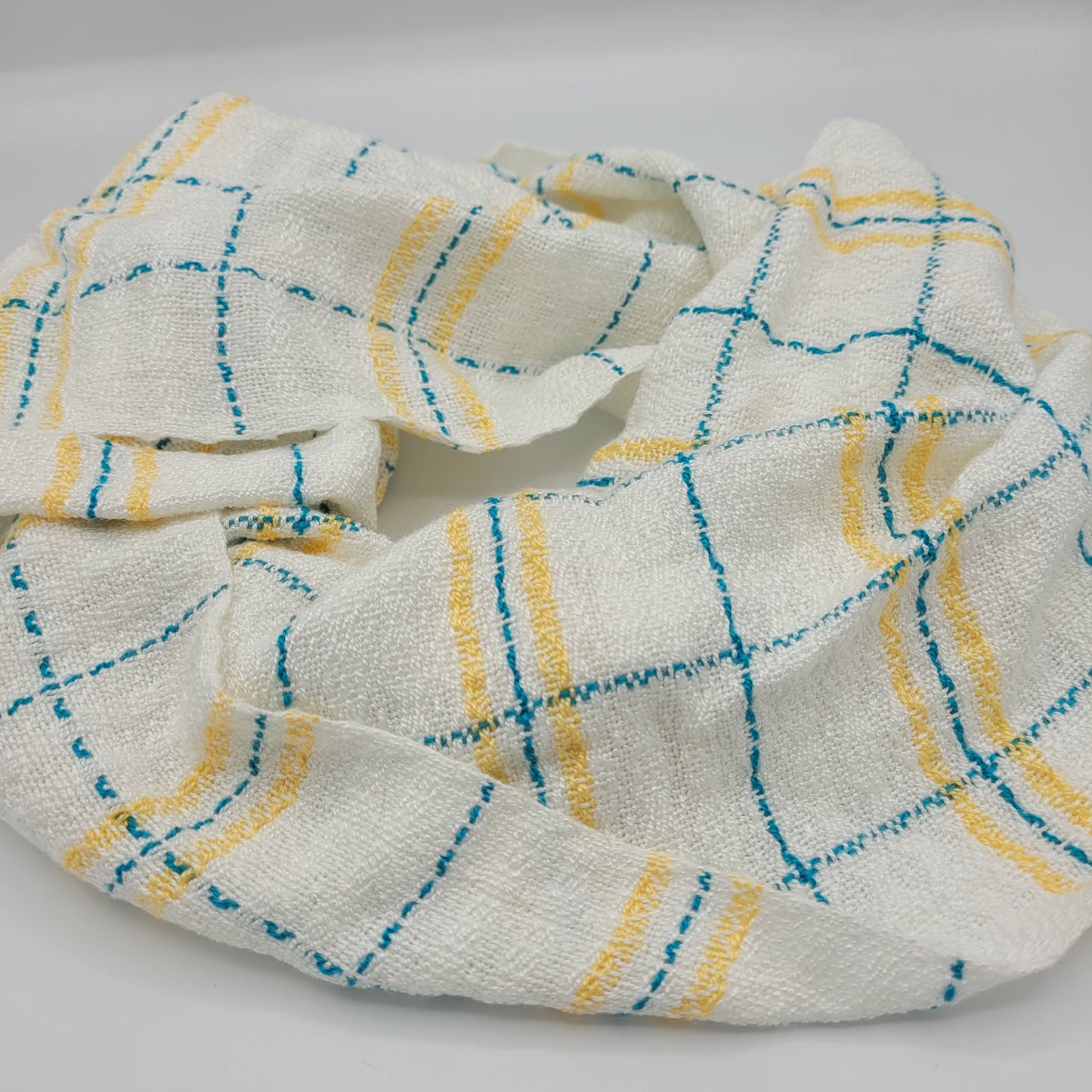 Cowl | Yellow/Blue Stripes | Rayon & Tencel Blend | Twisted Mobius Cowl