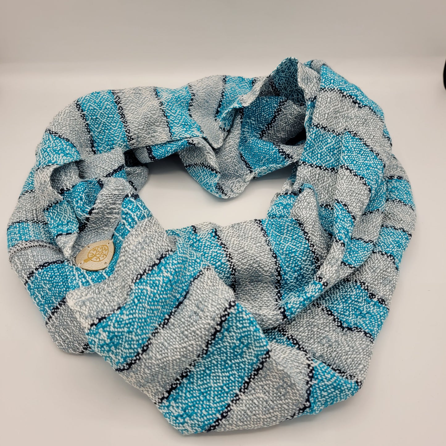Cowl | Turqouise & Sky Blue Stripes | Rayon & Tencel Blend | Twisted Mobius Cowl