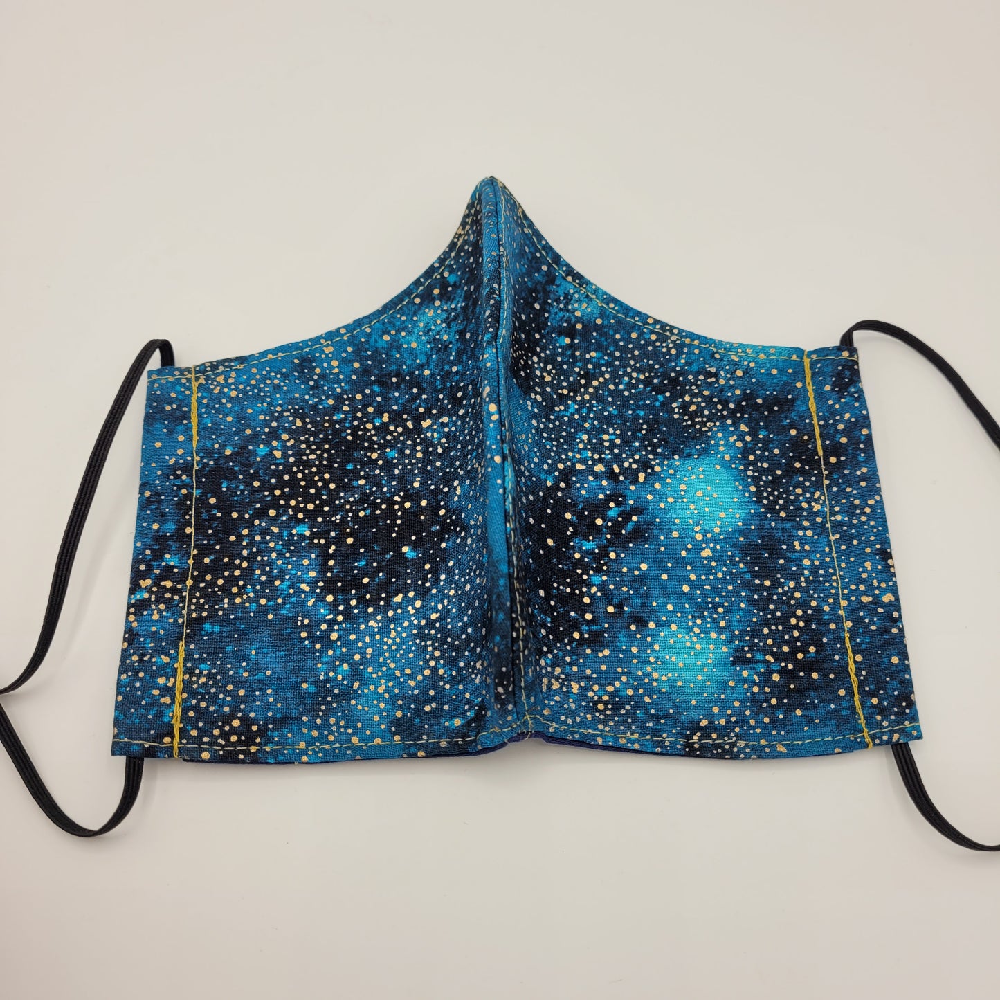 Cotton Face Mask w/ Filter Pocket | Adjustable Tie Ear Loops | Blue/Black Galaxy | Washable Mask