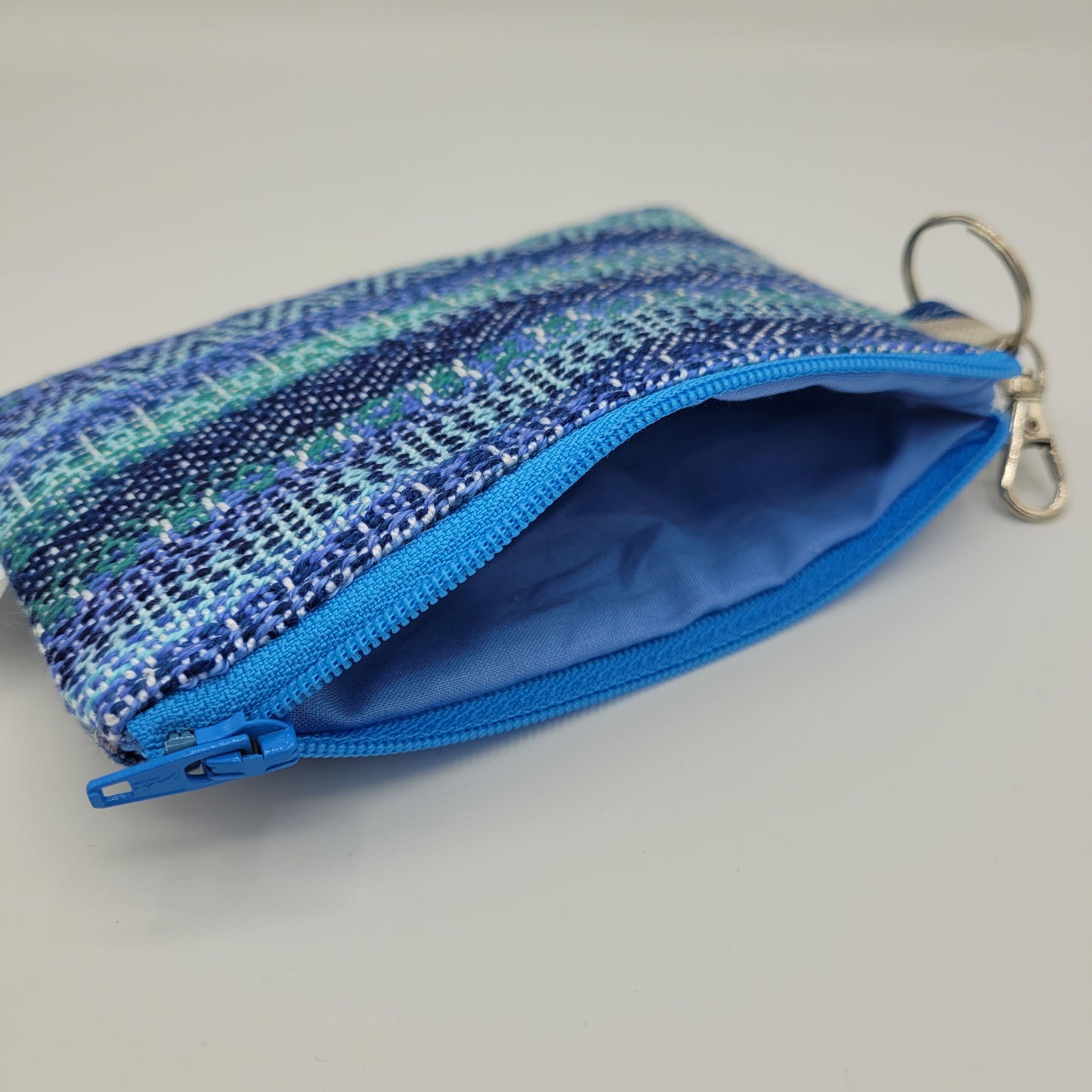 Mini Zipper Pouch | Handwoven Tencel | Tidal Waves
