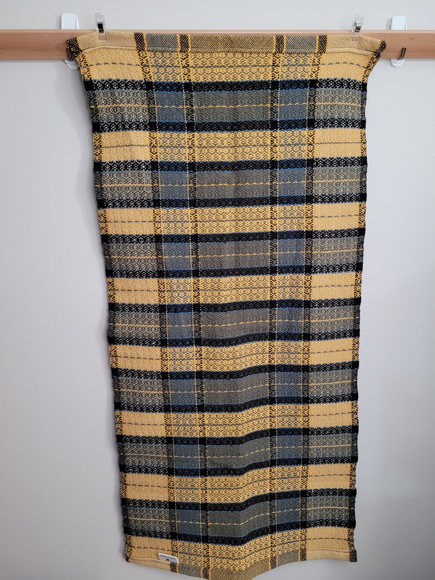 Dishtowel | Handwoven Kitchen Towel | Checkered Grey/Yellow/Blue
