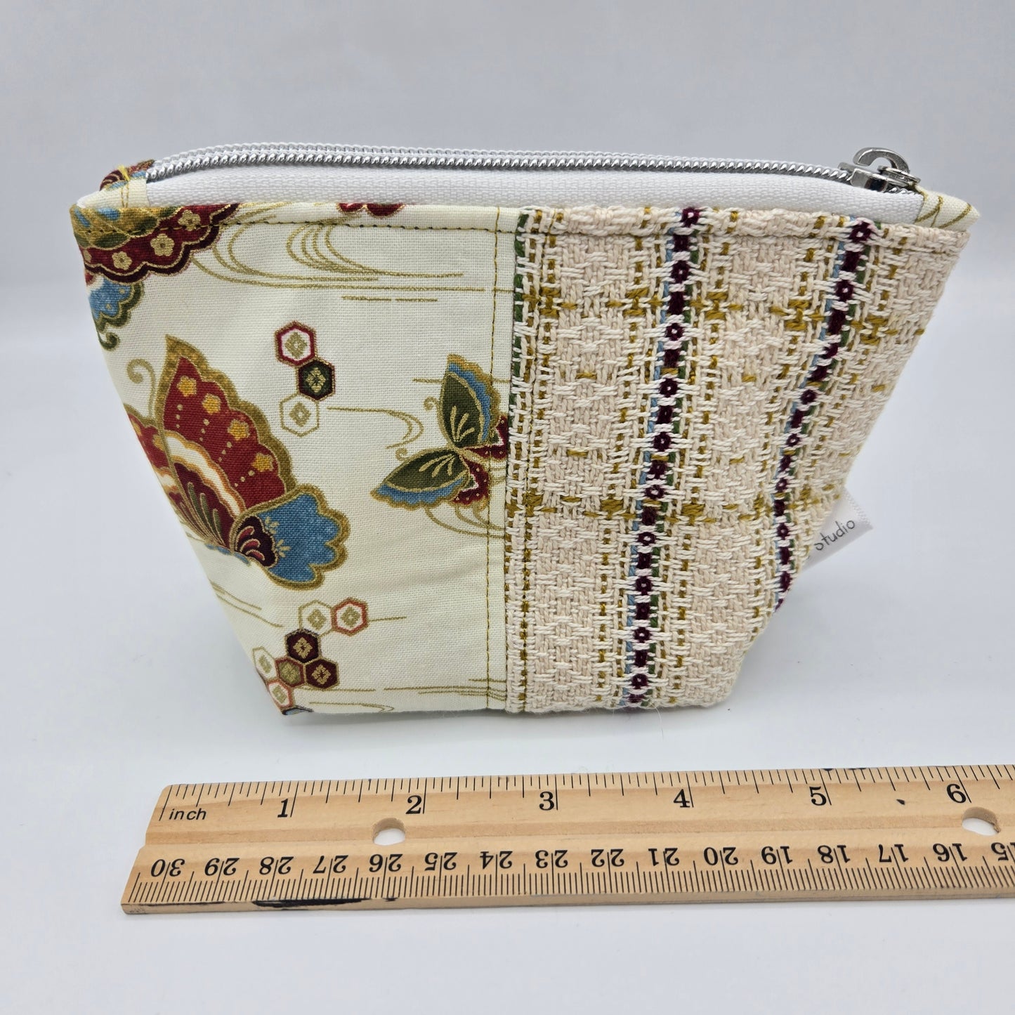 Trinket Bag | Handwoven + Cotton | Gold Lined Butterflies