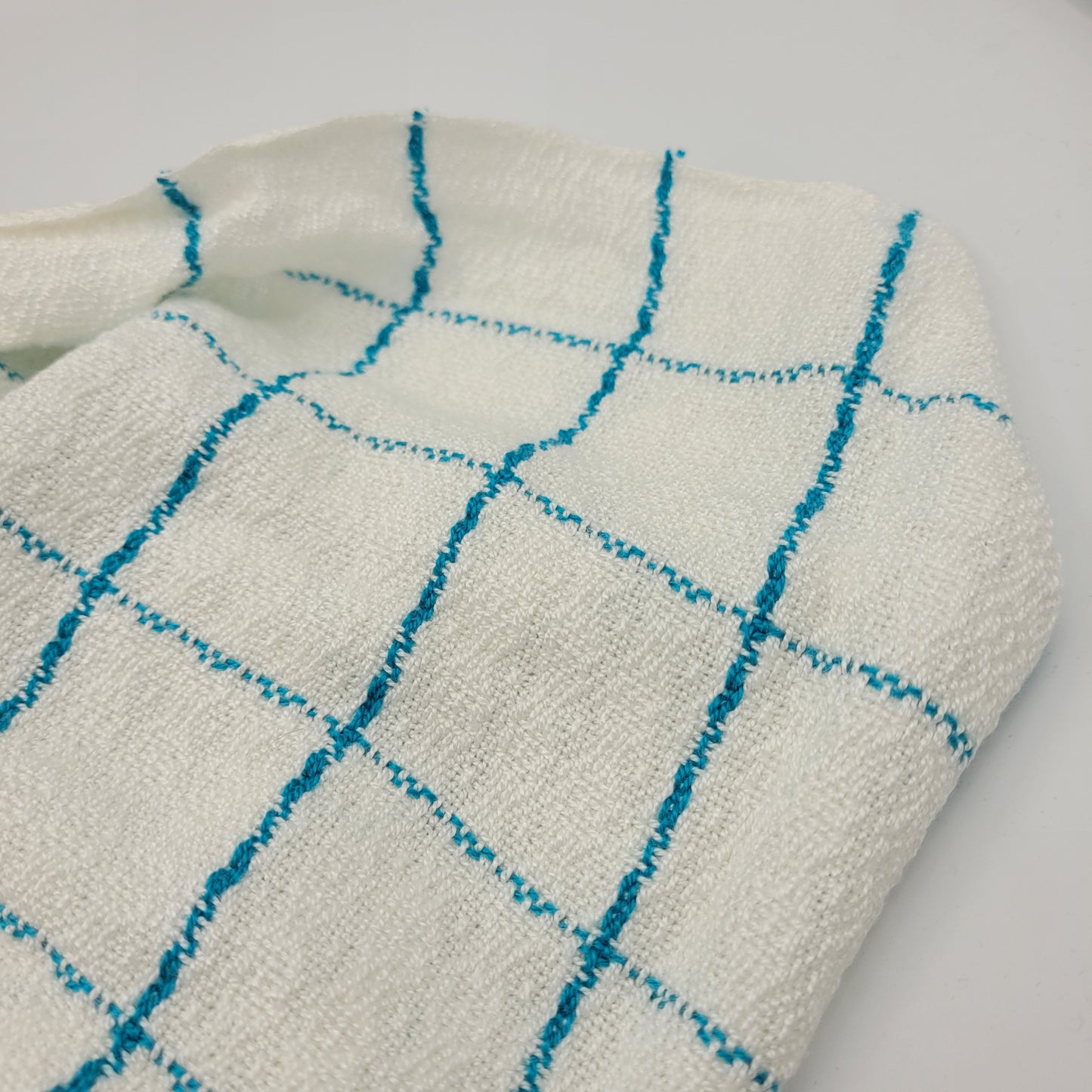 Cowl | Blue Lined Stripes & Boxes | Rayon & Tencel Blend | Twisted Mobius Cowl