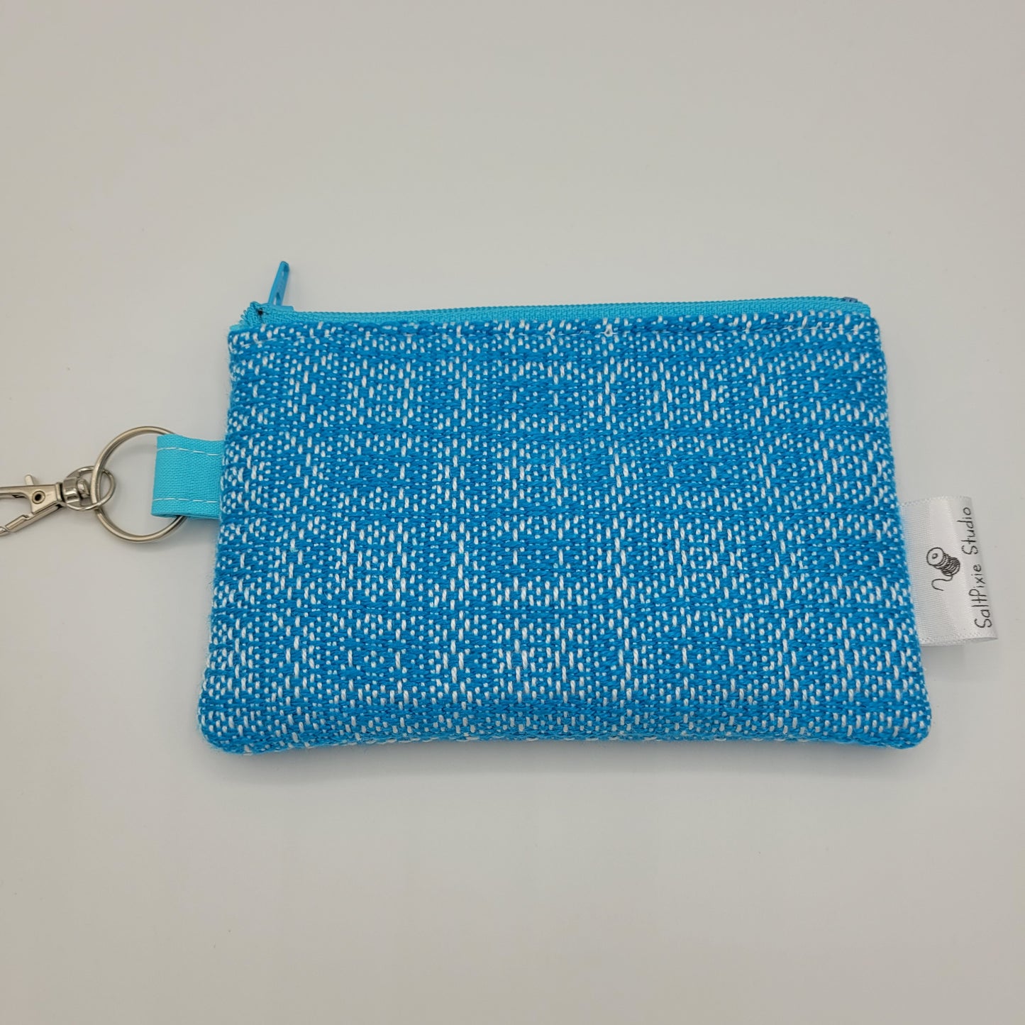 Mini Zipper Pouch | Handwoven Cotton & Tencel | Turquoise Boxes