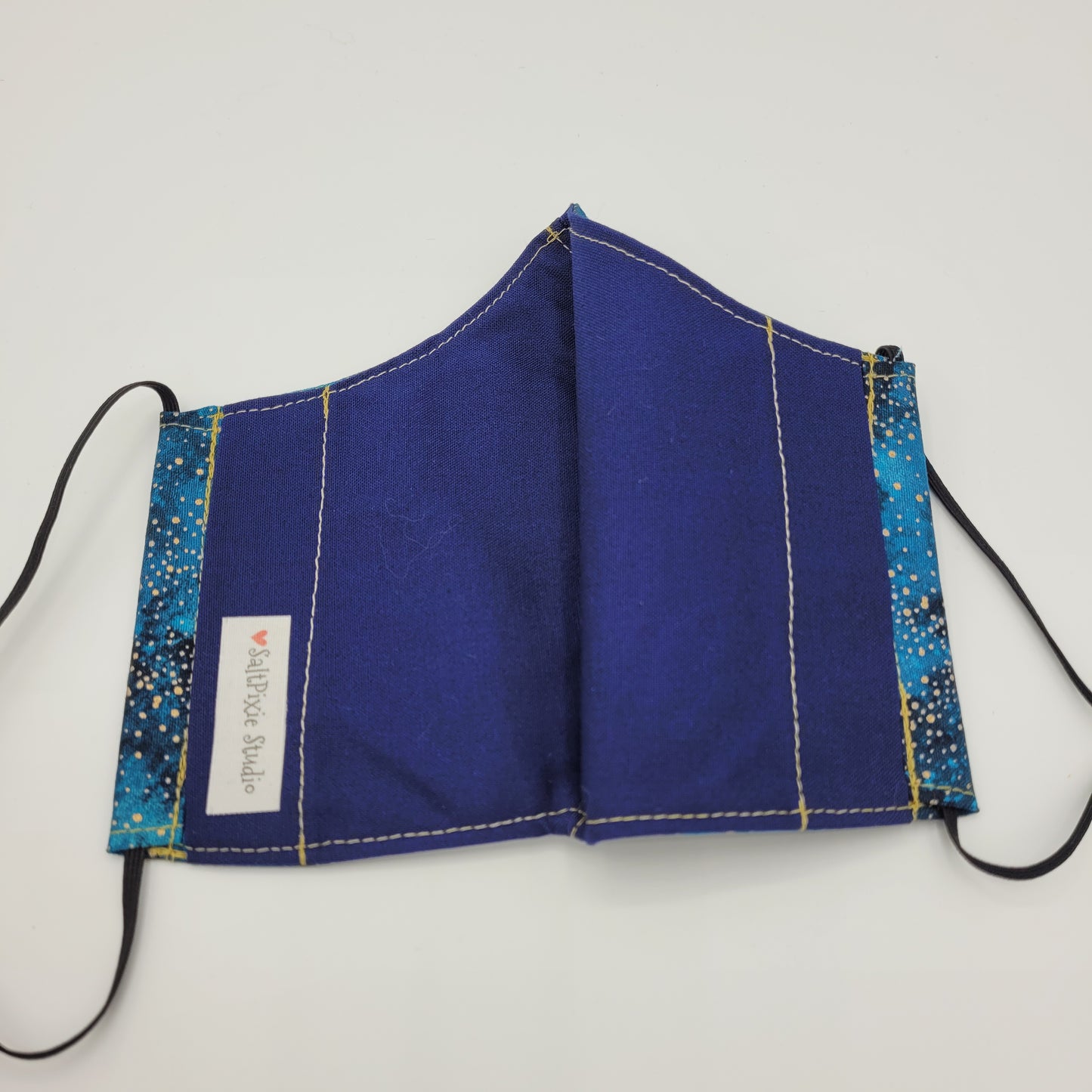 Cotton Face Mask w/ Filter Pocket | Adjustable Tie Ear Loops | Blue/Black Galaxy | Washable Mask
