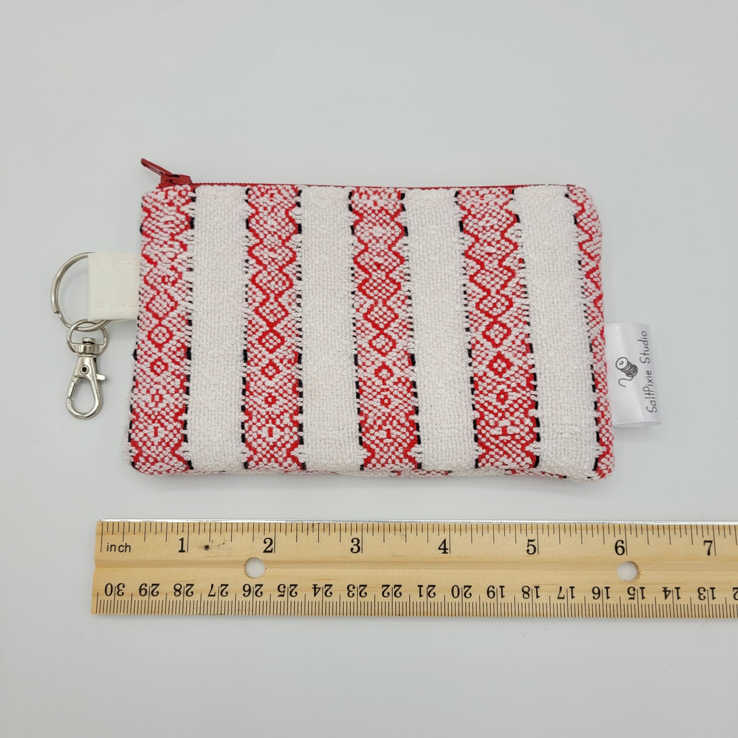 Mini Zipper Pouch | Handwoven Cotton | Candy Cane Stripes
