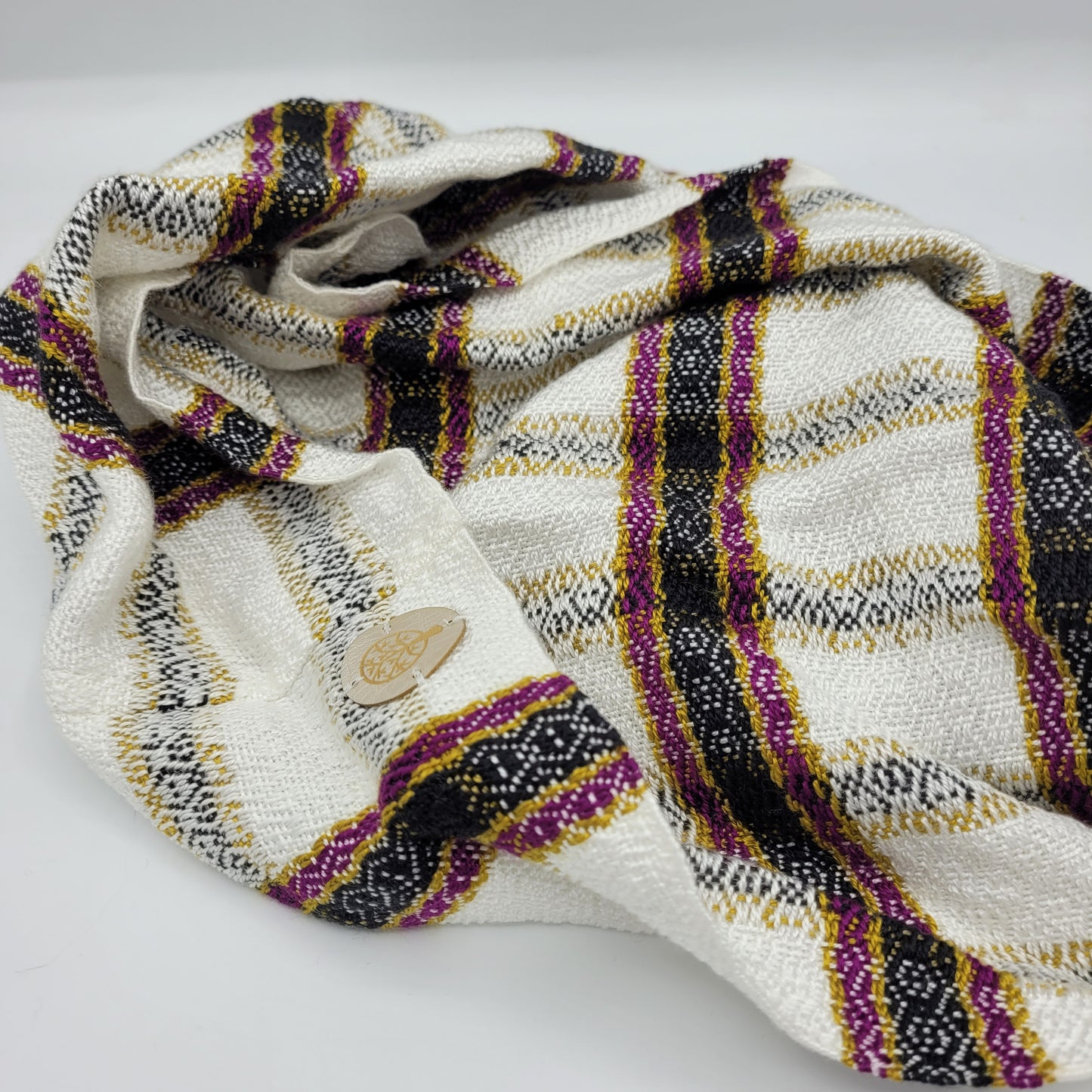 Cowl | Magenta/Gold/Black Stripes | Rayon & Tencel Blend | Twisted Mobius Cowl