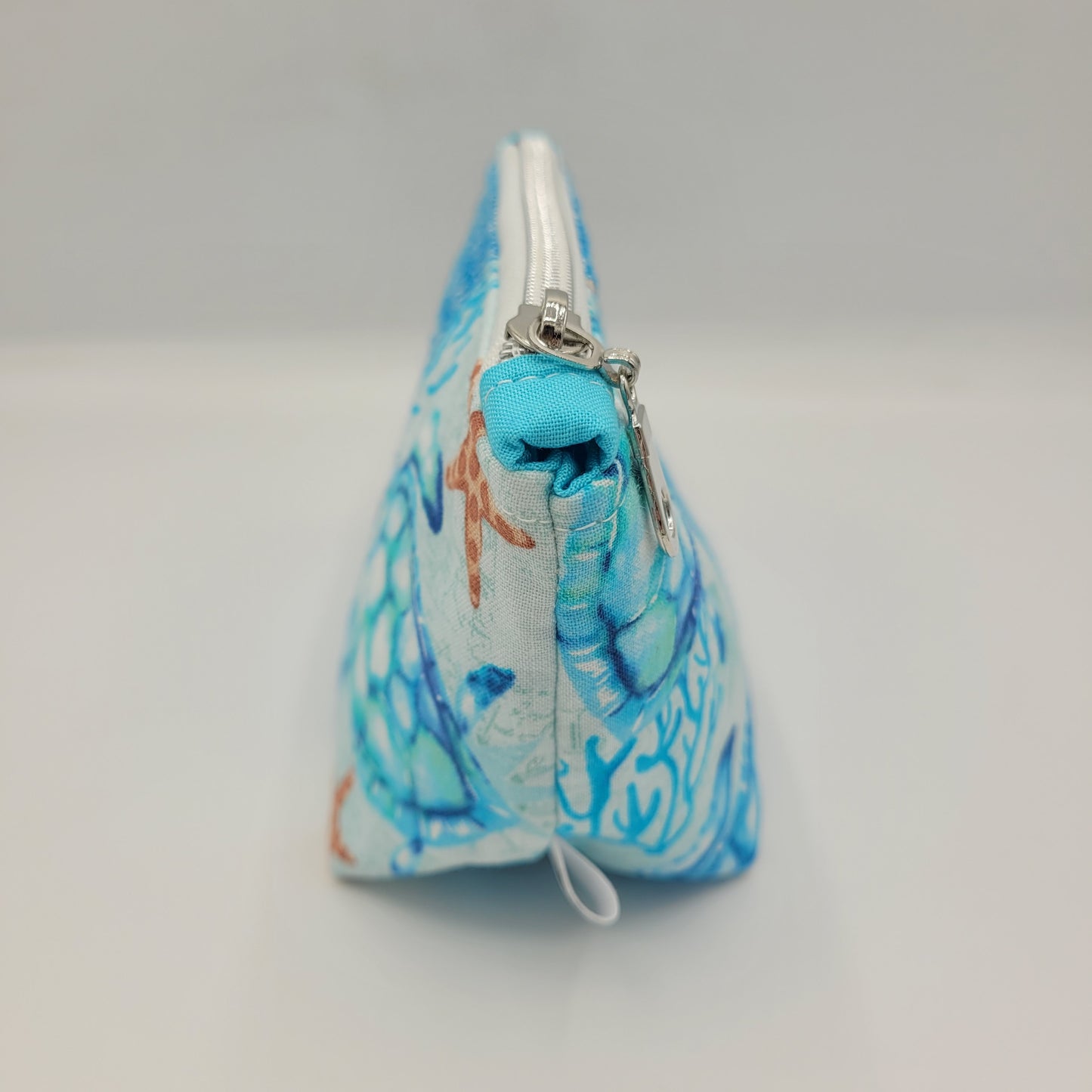 Trinket Bag | Handwoven + Cotton | Teal Turtles & Sea Stars