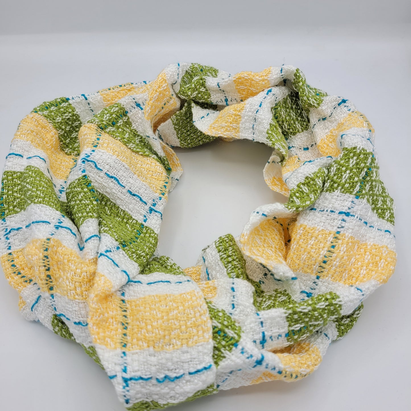 Cowl | Yellow & Green Stripes | Rayon & Tencel Blend | Twisted Mobius Cowl