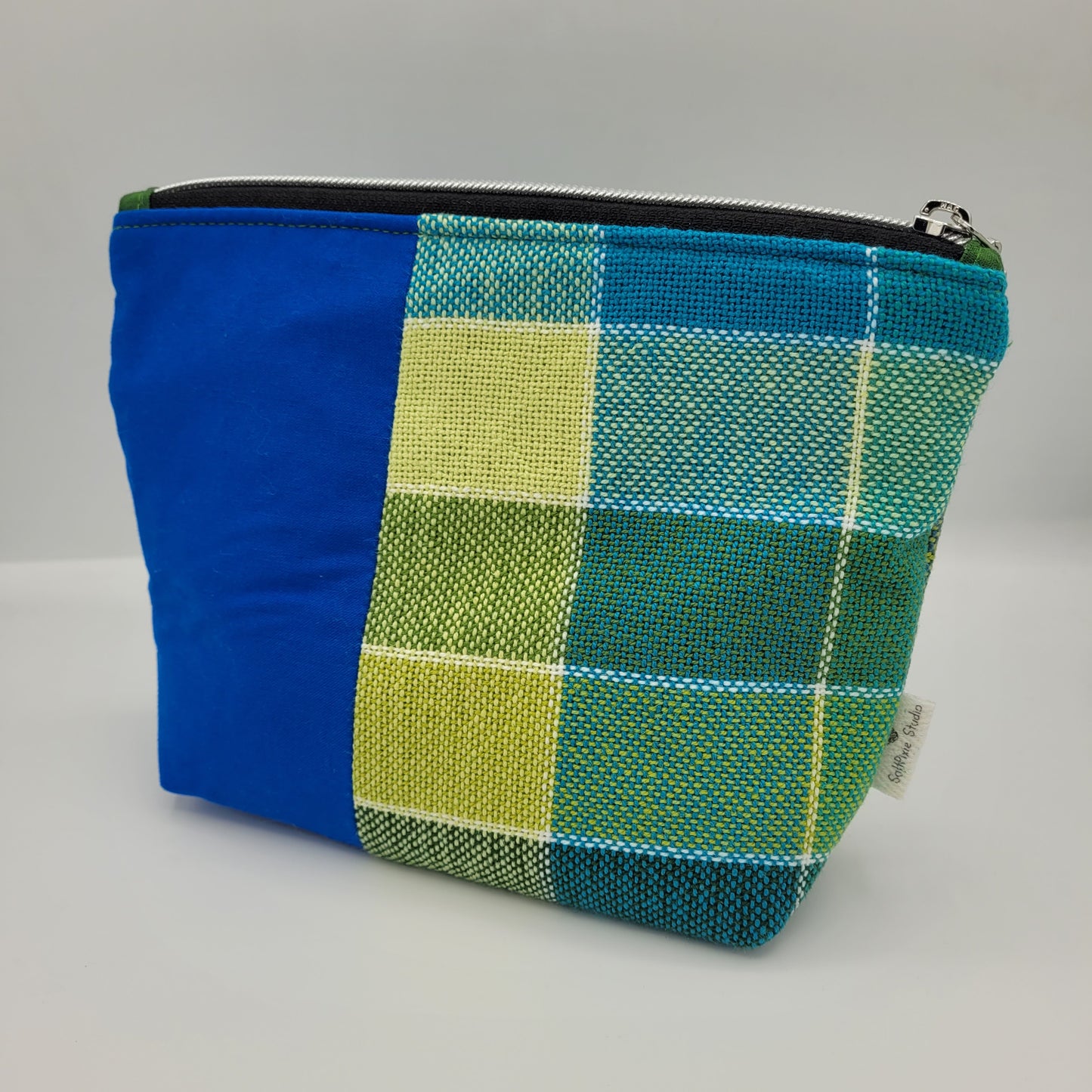 Zipper Pouch | Cecily Bag | Handwoven Greens & Blues | Medium