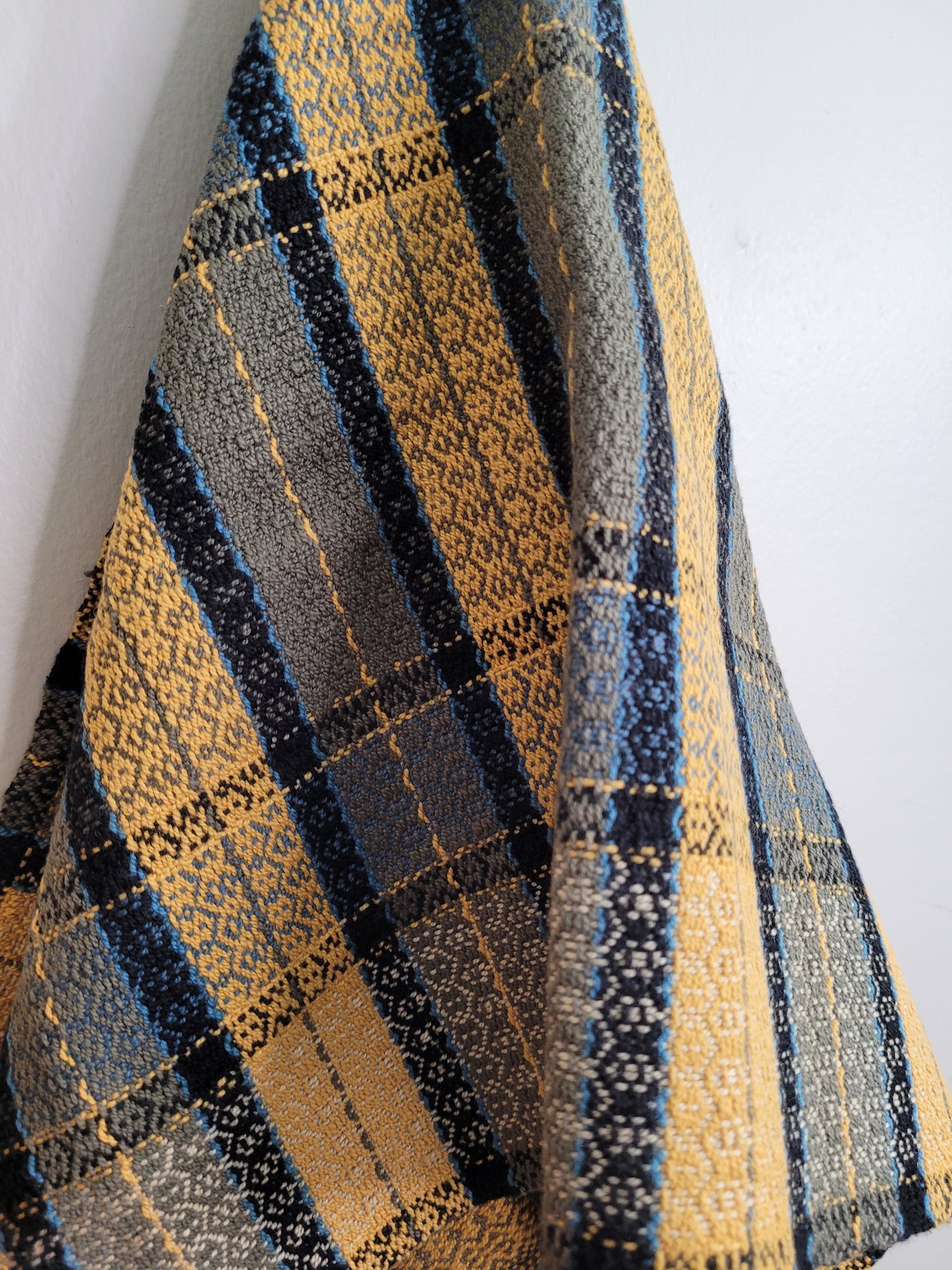 Dishtowel | Handwoven Kitchen Towel | Checkered Grey/Yellow/Blue