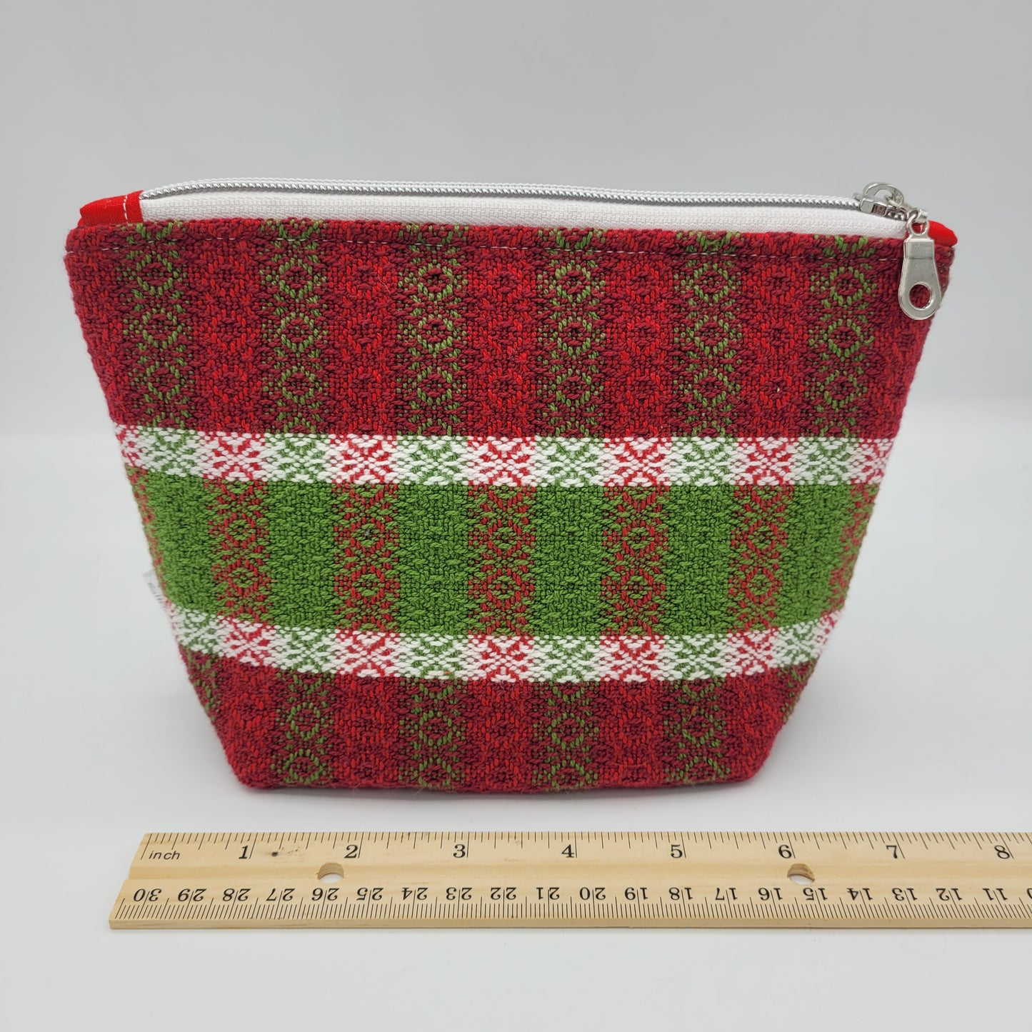 Zipper Pouch | Cecily Bag | Handwoven Holiday Stripes | Medium