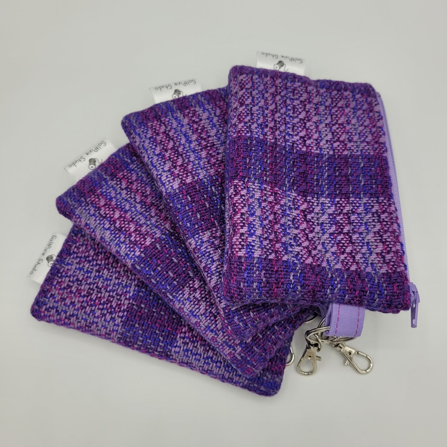 Mini Zipper Pouch | Handwoven Cotton & Tencel | Purple Gradient