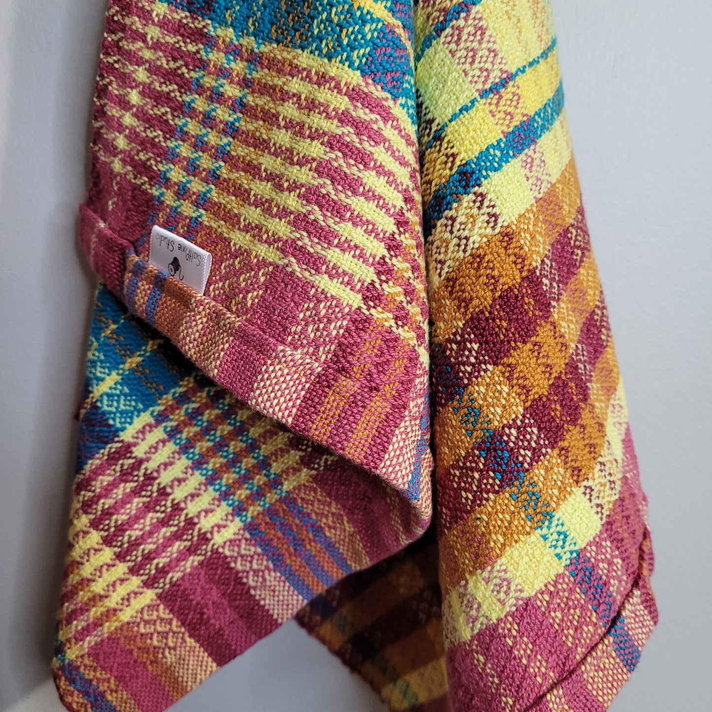Dishtowel | Handwoven Kitchen Towel | 7 Color Stripes | Summer Sunset | Pink