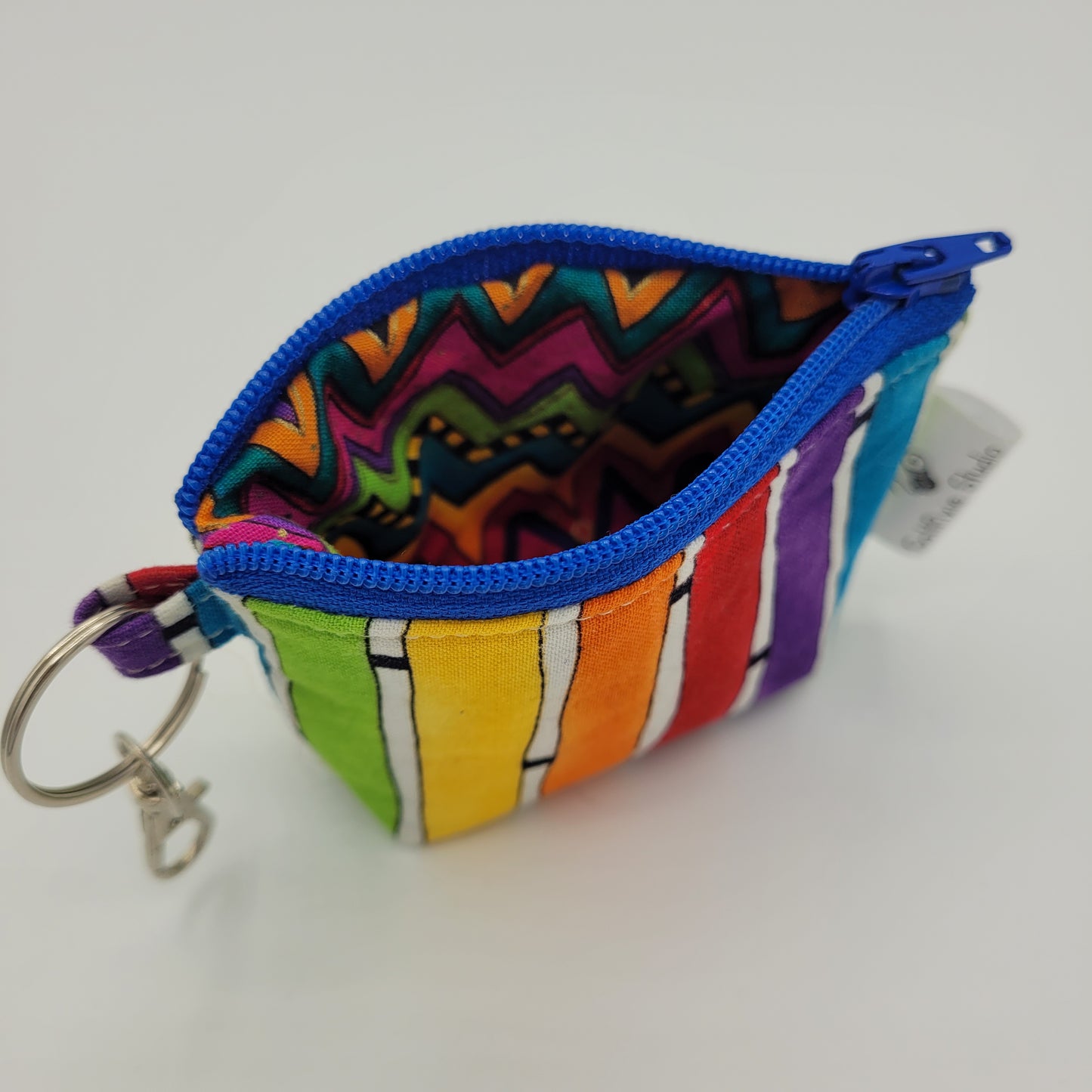 Super Tiny Mini Zip Clip Pouch | Cotton | Rainbow Stripes