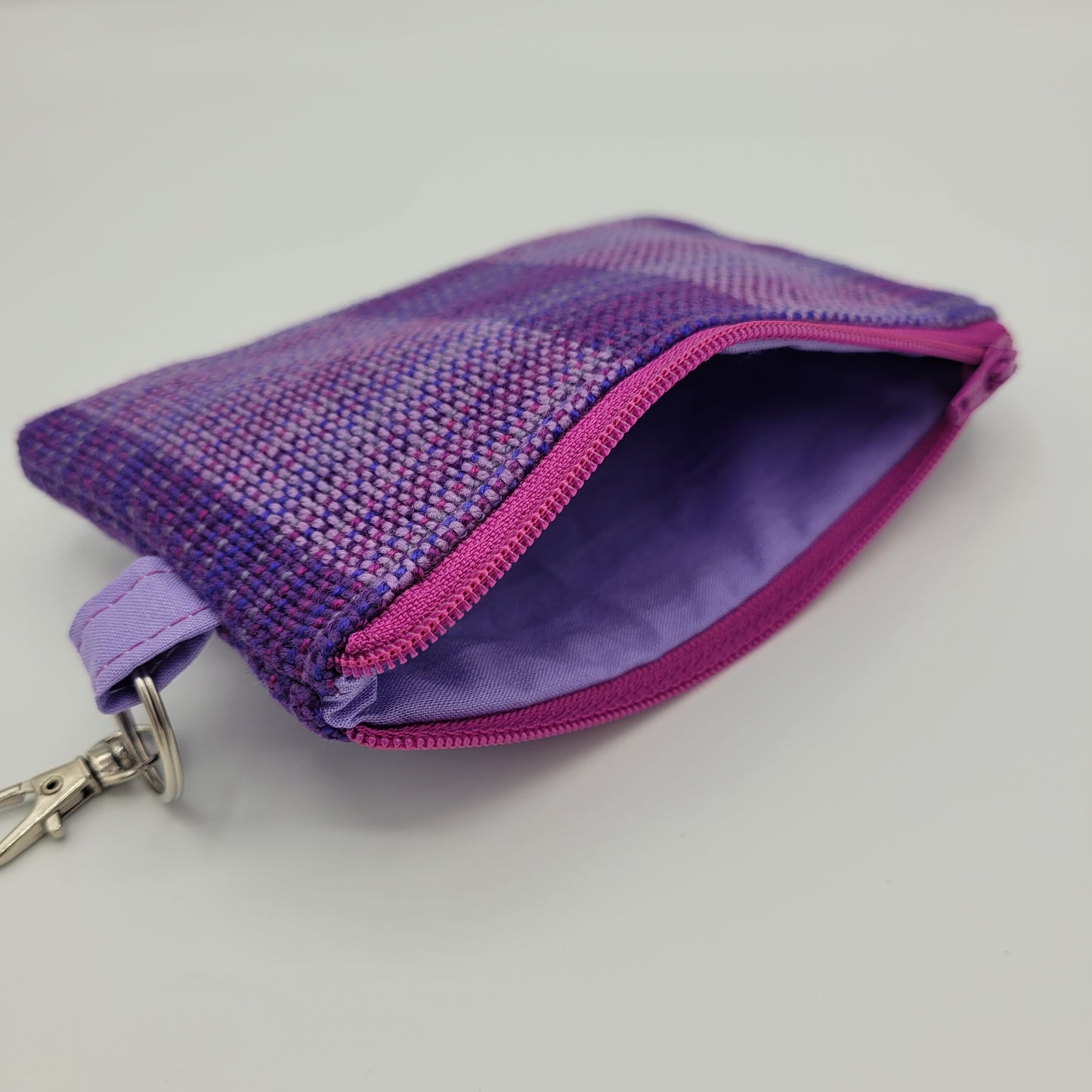 Mini Zipper Pouch | Handwoven Cotton & Tencel | Gradient Purples Plainweave