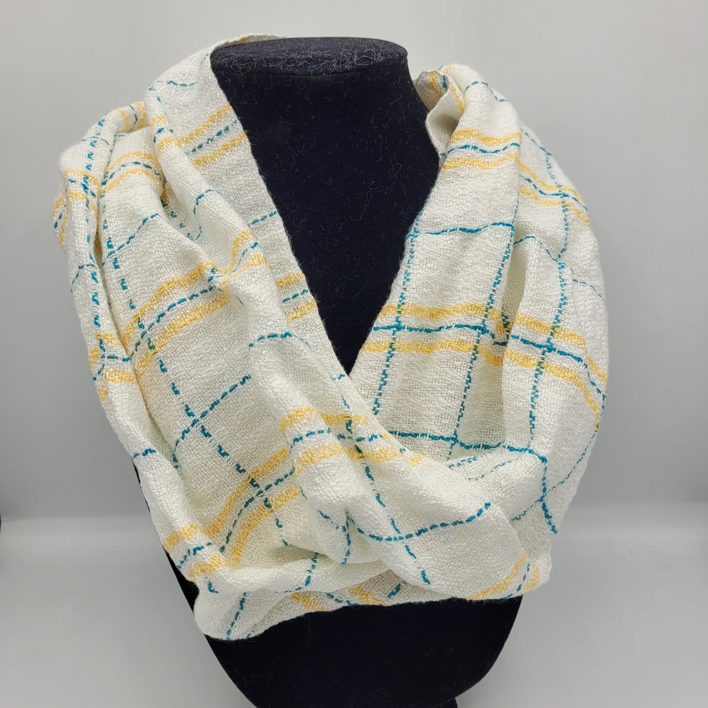 Cowl | Yellow/Blue Stripes | Rayon & Tencel Blend | Twisted Mobius Cowl
