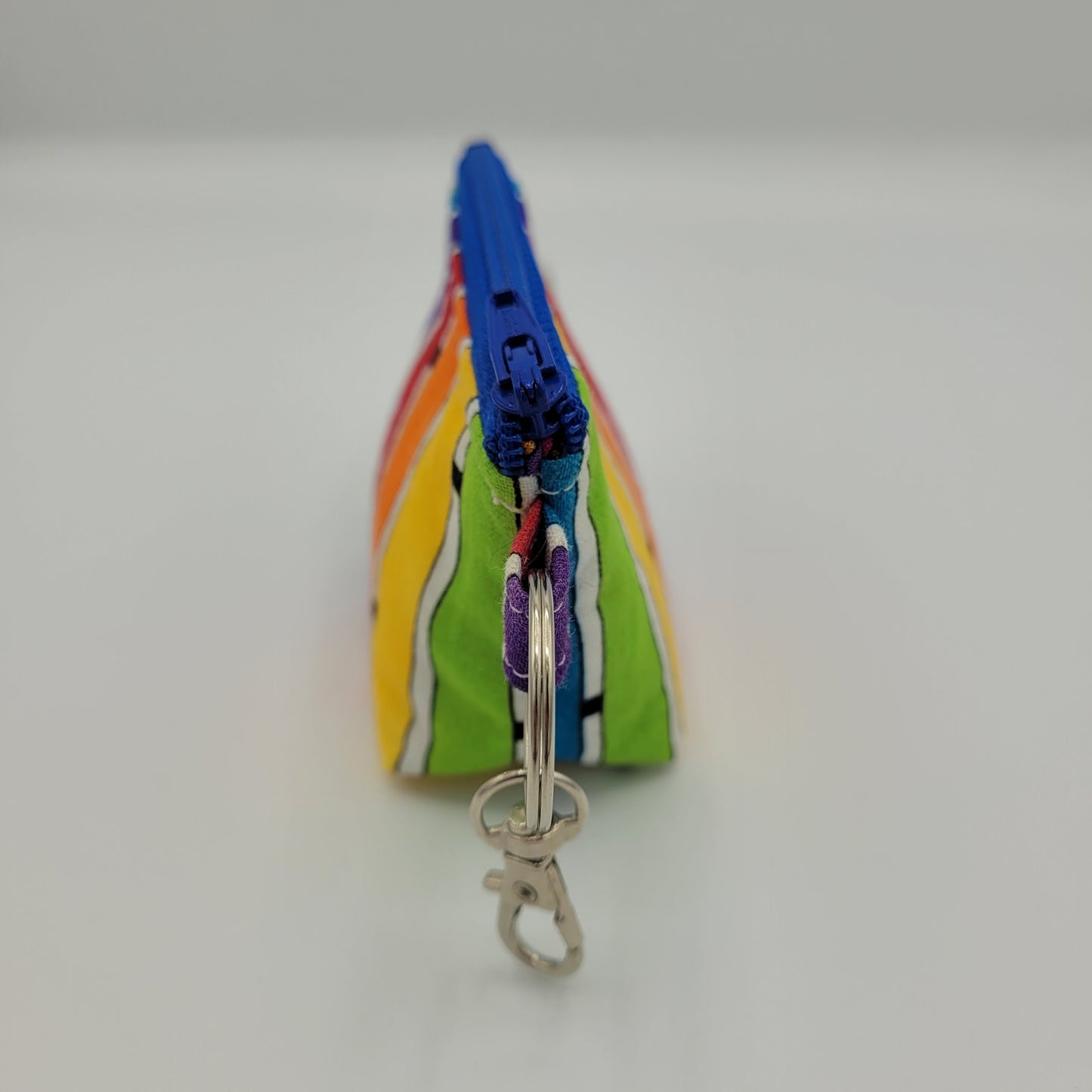 Super Tiny Mini Zip Clip Pouch | Cotton | Rainbow Stripes