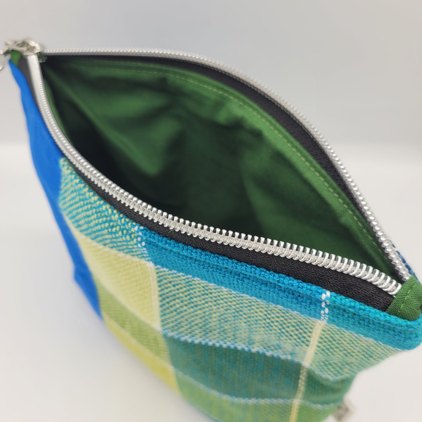 Zipper Pouch | Cecily Bag | Handwoven Greens & Blues | Medium
