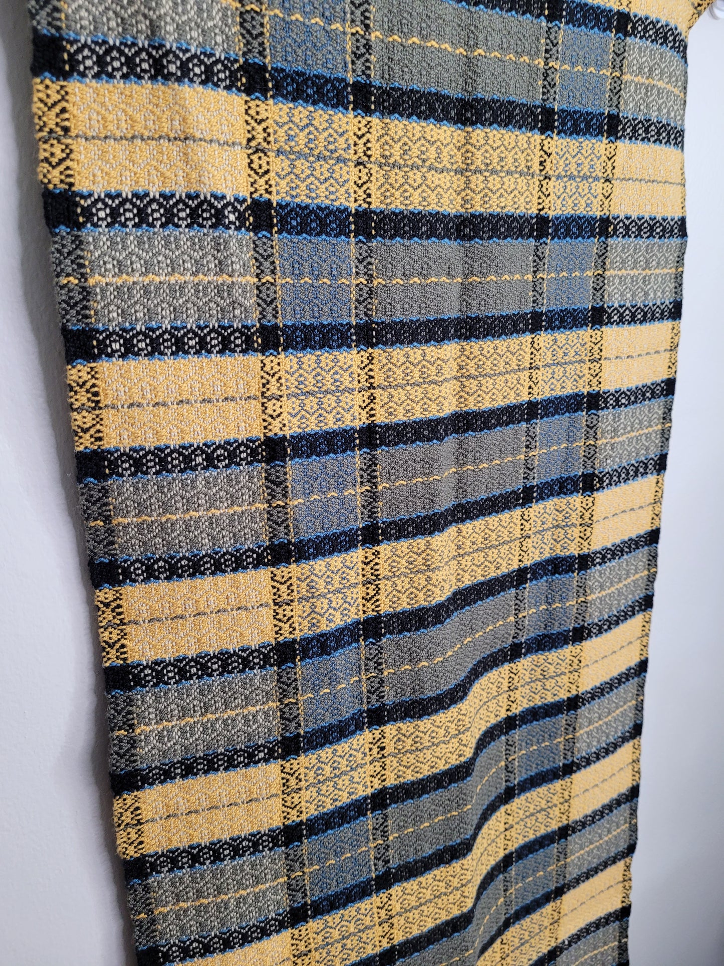 Dishtowel | Handwoven Kitchen Towel | Checkered Grey/Yellow/Blue