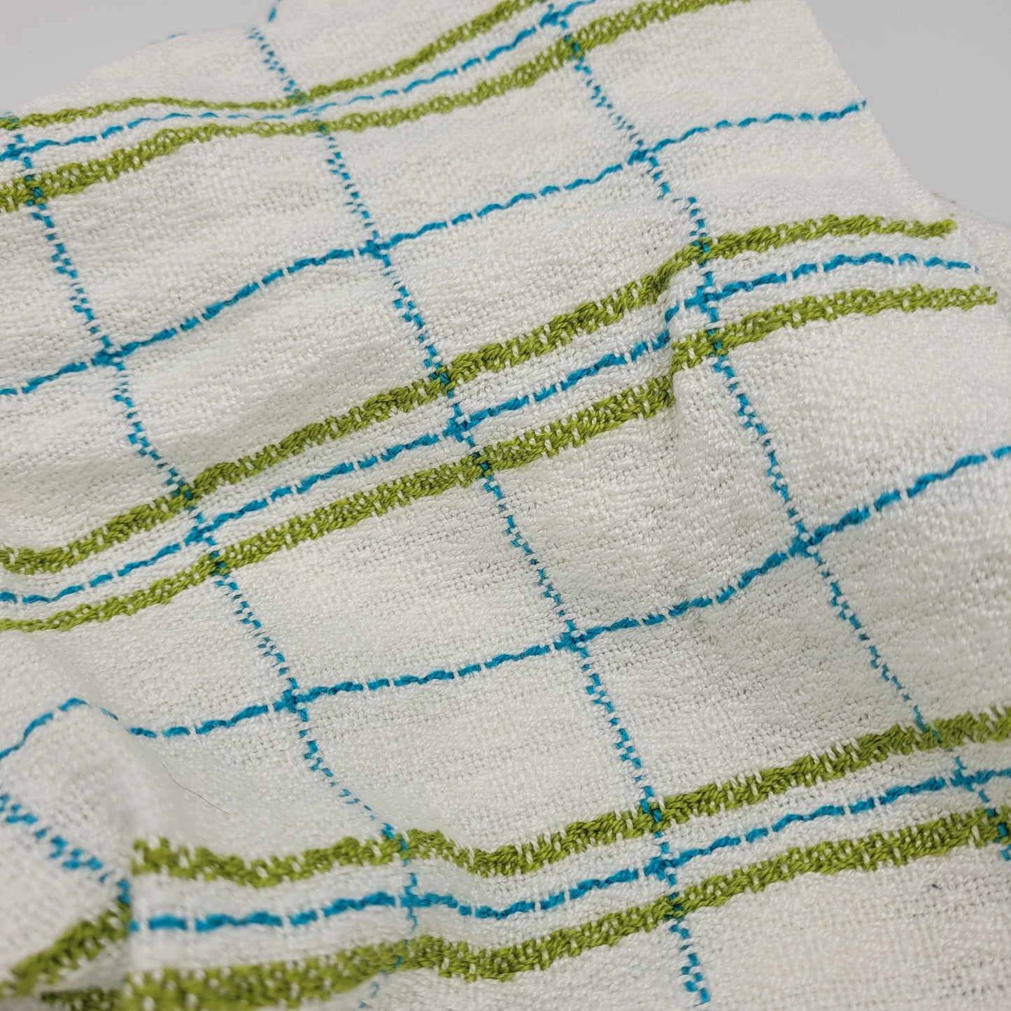 Cowl | Blue & Green Lined Stripes | Rayon & Tencel Blend | Twisted Mobius Cowl