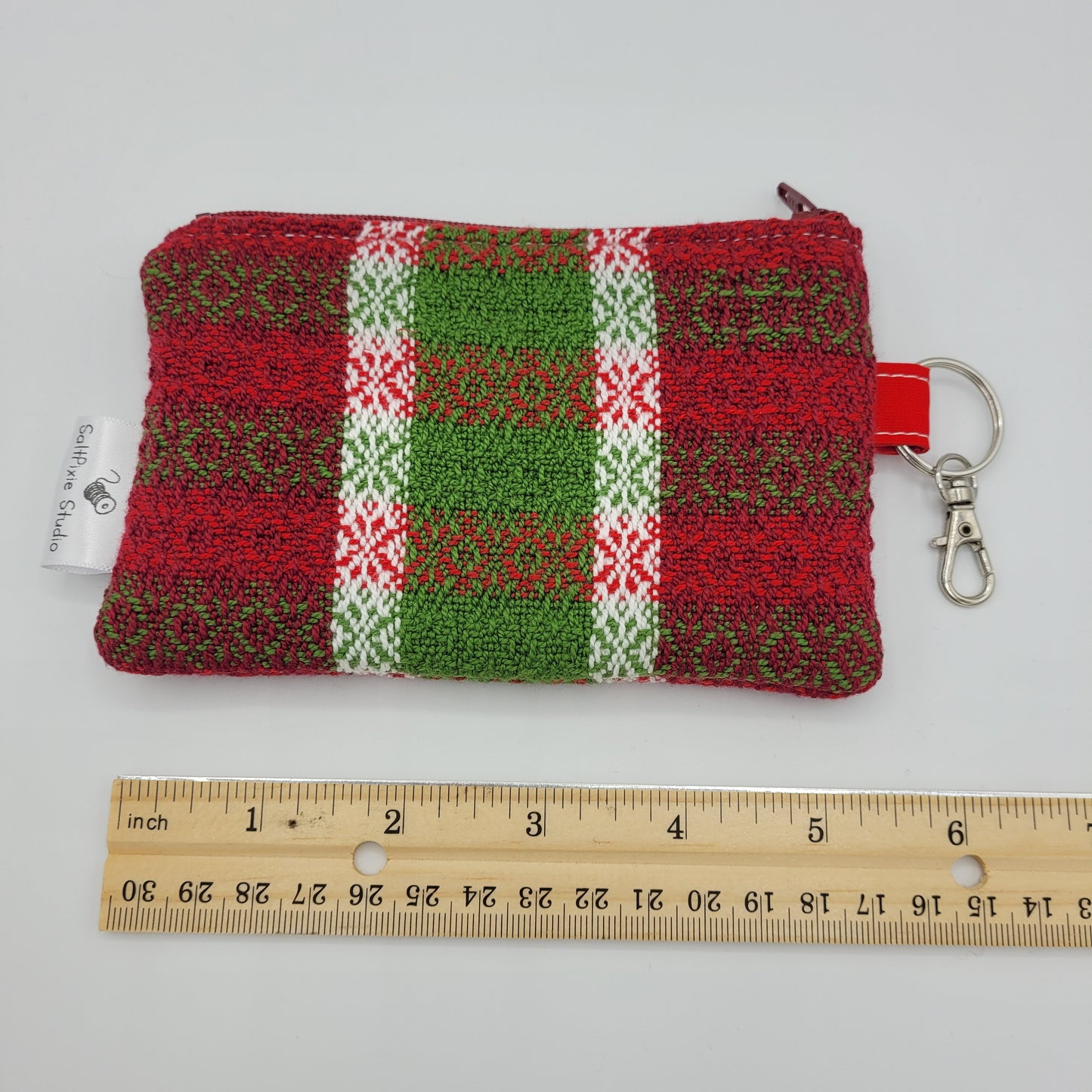 Mini Zipper Pouch | Handwoven Cotton | Holiday Stripes