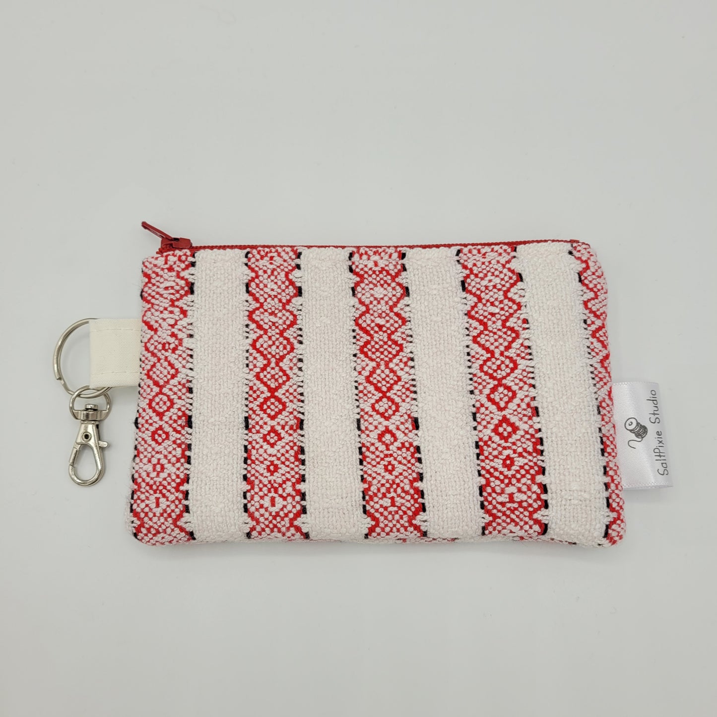 Mini Zipper Pouch | Handwoven Cotton | Candy Cane Stripes