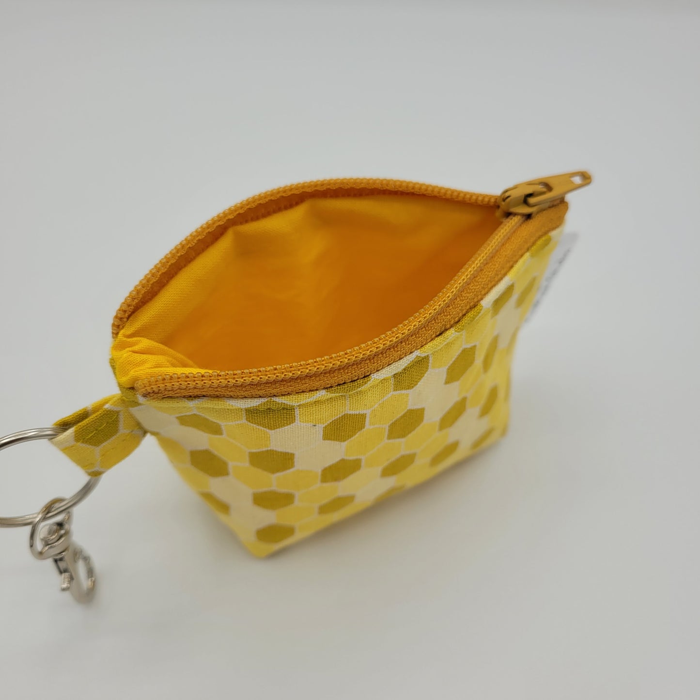 Super Tiny Mini Zip Clip Pouch | Cotton | Gold Honeycomb