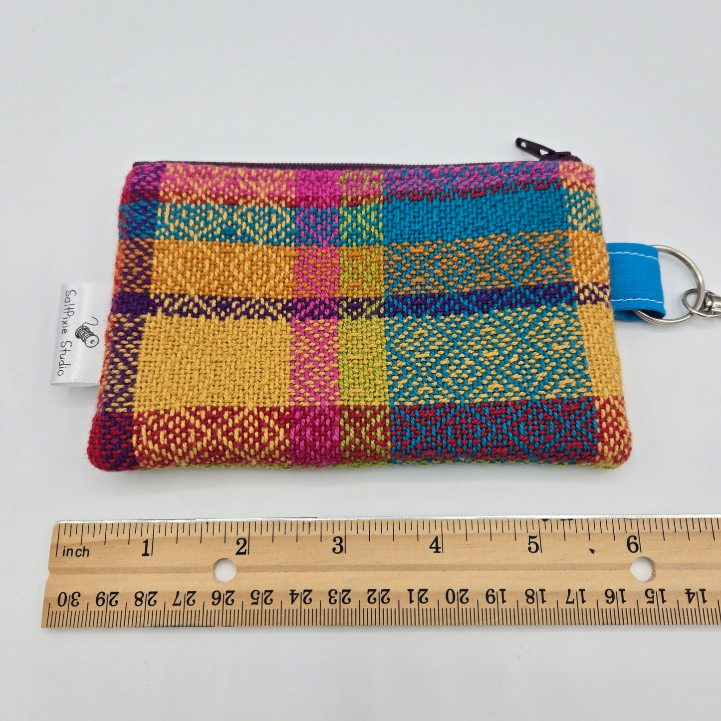 Mini Zipper Pouch | Handwoven Cotton | Rainbow Thin Stripes