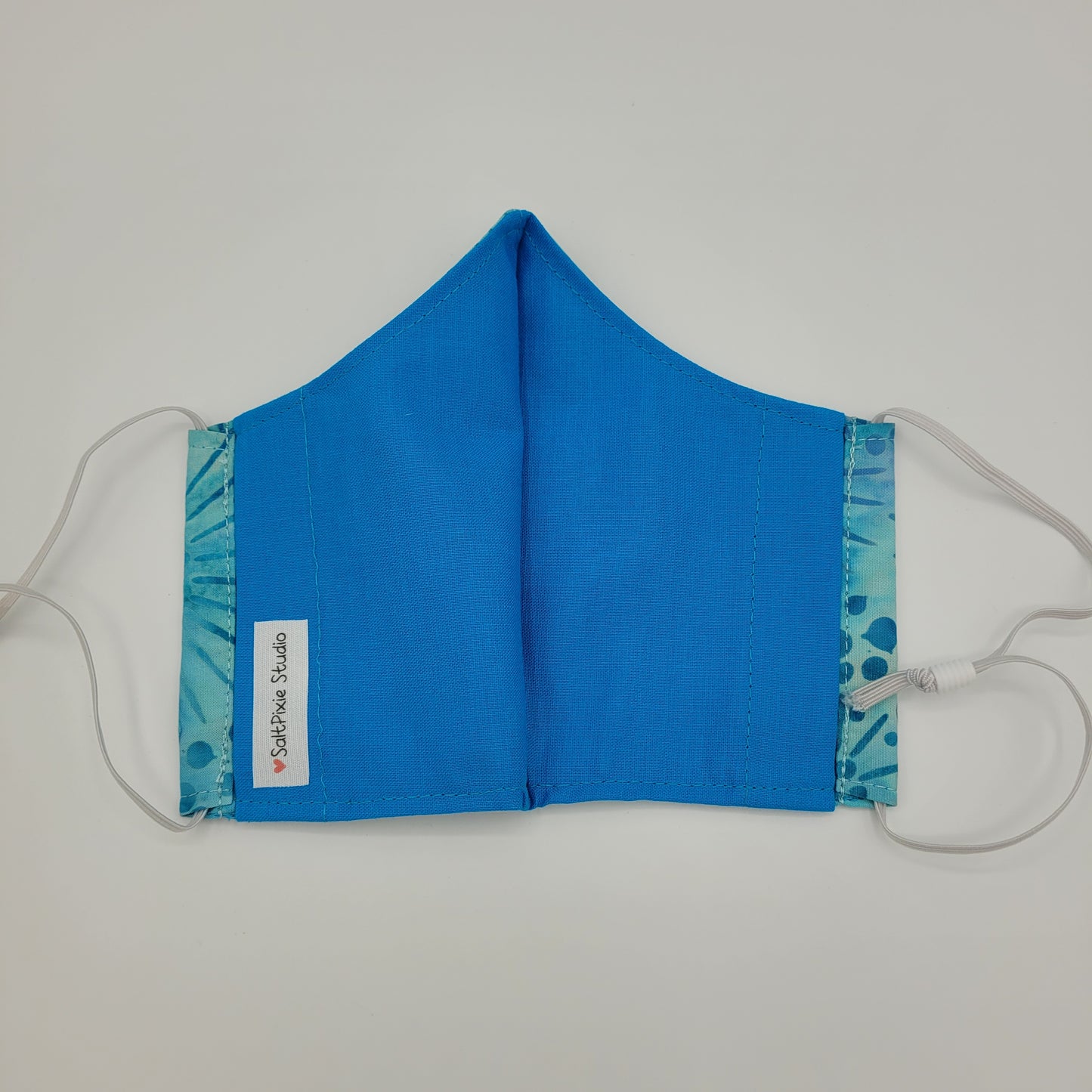 Cotton Face Mask w/ Filter Pocket | Adjustable Tie Ear Loops | Blue/Teal Batik | Washable Mask