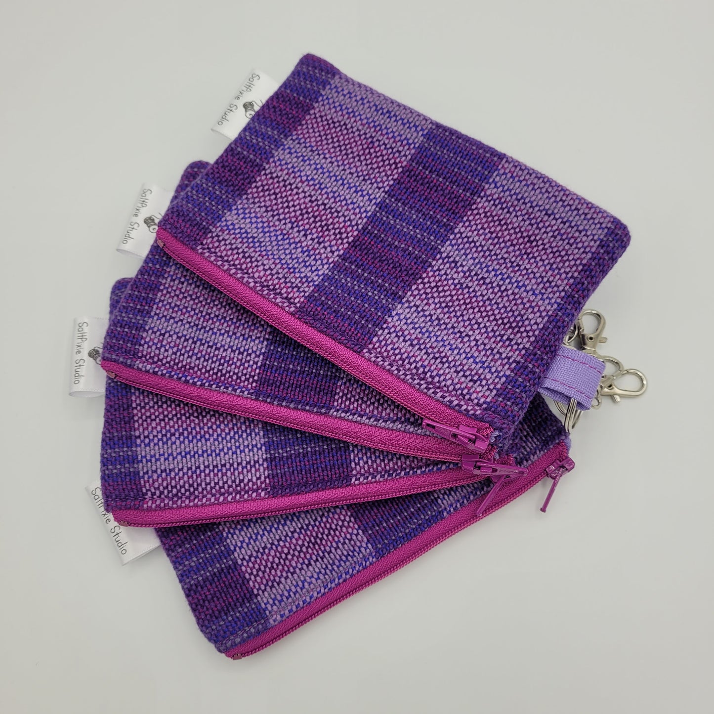 Mini Zipper Pouch | Handwoven Cotton & Tencel | Gradient Purples Plainweave
